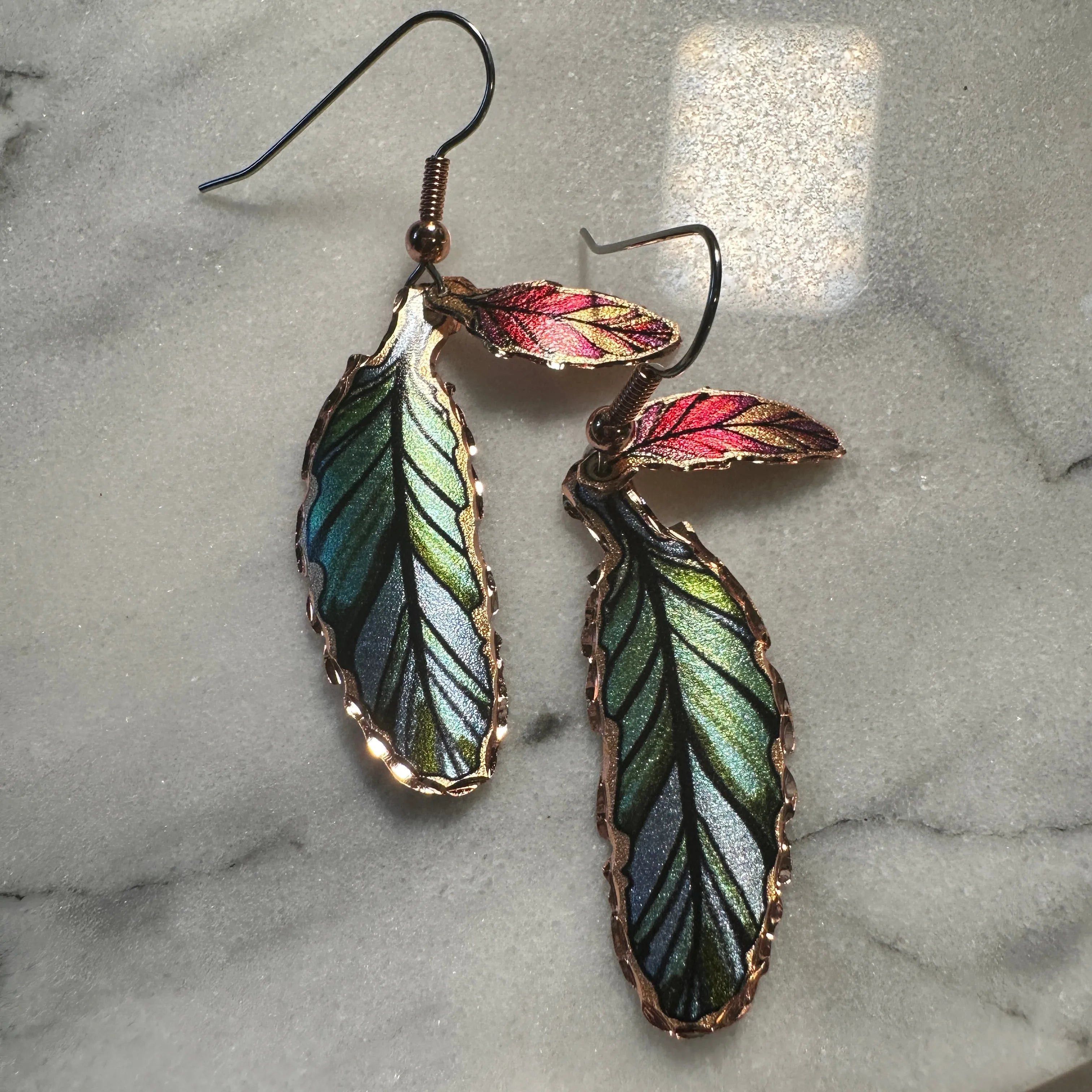 Other Handcrafted Boho Earrings, Copper Colorful Feather Native Am Size ONE SIZE - 3 Thumbnail