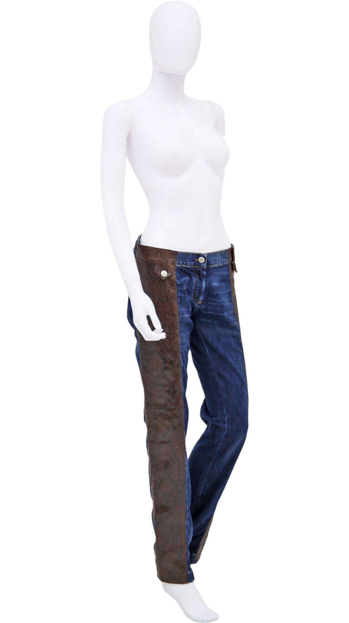 Dolce & Gabbana S/S 2005 Brown Python Leather Blue Jeans Size 28" / US 6 / IT 42 - 3 Thumbnail