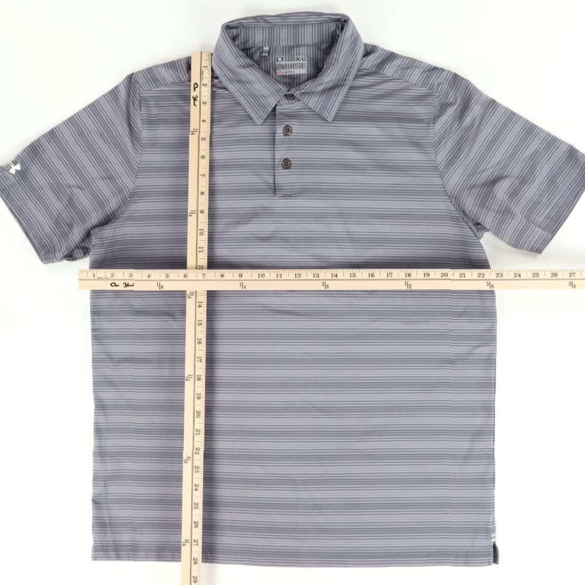 Under Armour Under Armour Heat Gear Loose Stretch Polyester Striped Polo Shirt Gray Men's XL Size US XL / EU 56 / 4 - 3 Thumbnail