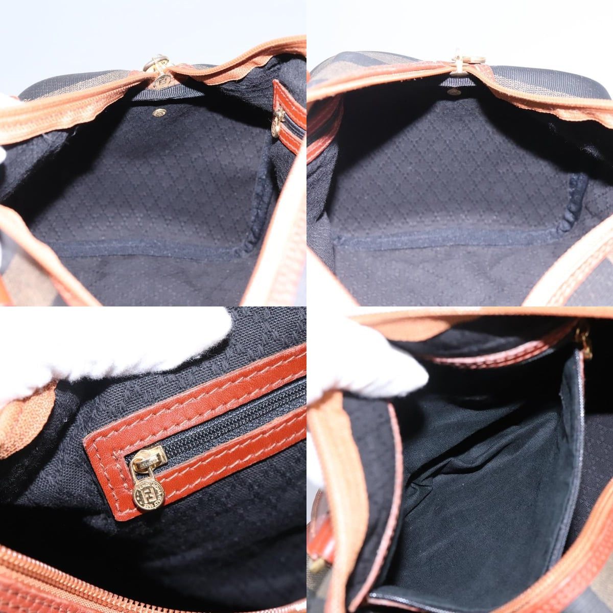 Fendi FENDI Pecan Canvas Boston Bag Black Brown Size ONE SIZE - 12 Thumbnail