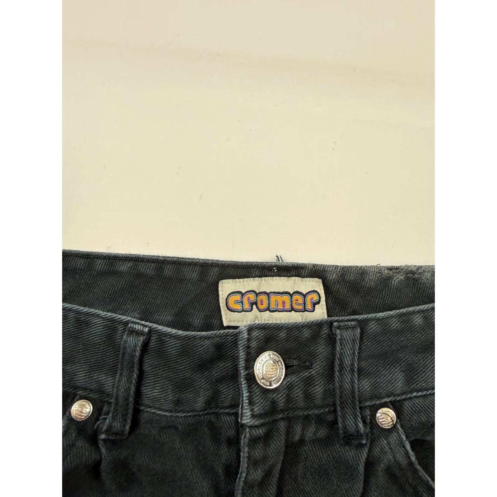 Denime Gromer Jeans Mens 32x30 Black Wide-Leg Relaxed Fit Distressed Denim Dark Wash Size US 32 / EU 48 - 5 Thumbnail