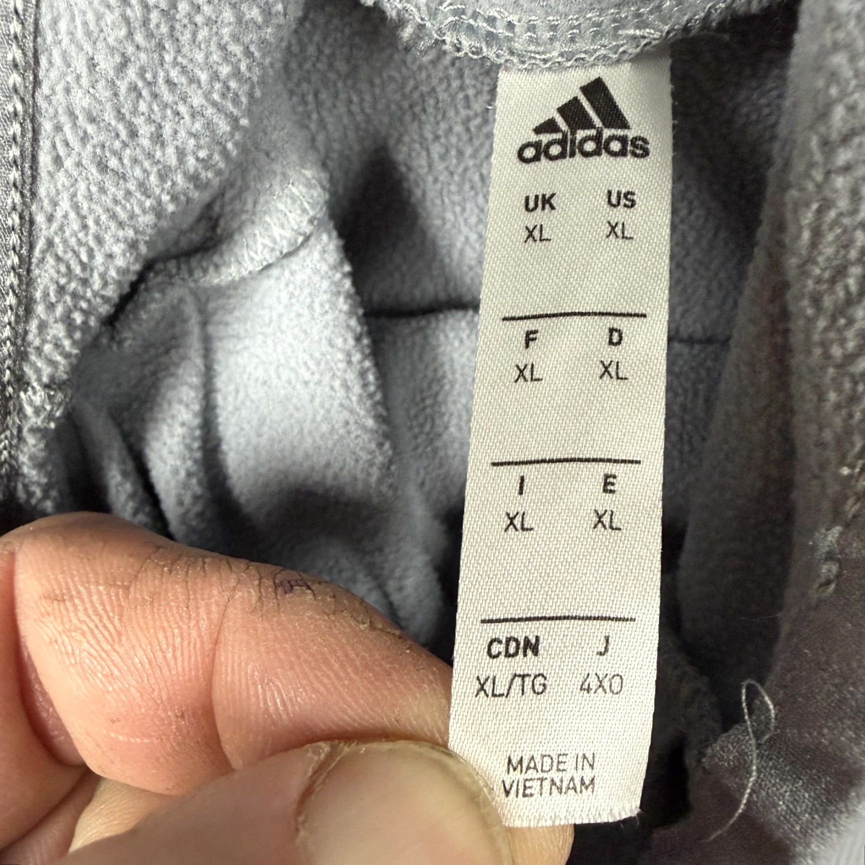 Adidas Adidas Jacket Mens XL Gray Fleece Cowl Neck Thumbholes Soccer Training Athletic Jacket Size US XL / EU 56 / 4 - 5 Thumbnail