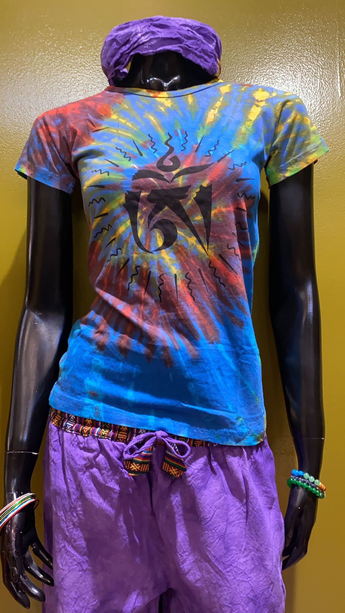 Other Tibetan Om Symbol Painted Tee: 100% Organic Cotton T Shirt Size XS / US 0-2 / IT 36-38 - 1 Preview