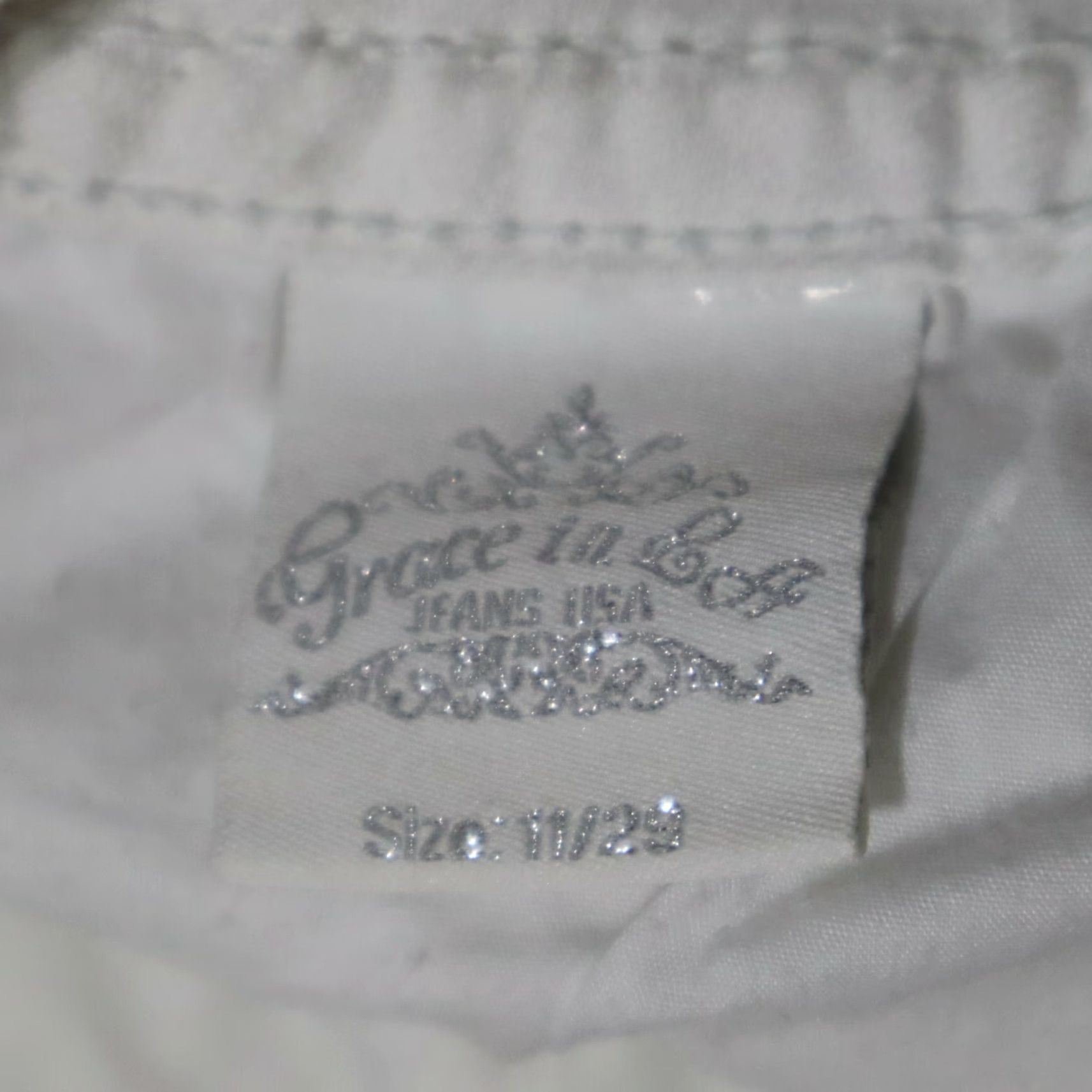 Grace in LA Grace in LA Jeans Women Slim 30.5in White Rhinestone Sequin Embroidery 5-Pocket Denim Skinny Size 11 Size 32" / US 10 / IT 46 - 5 Thumbnail
