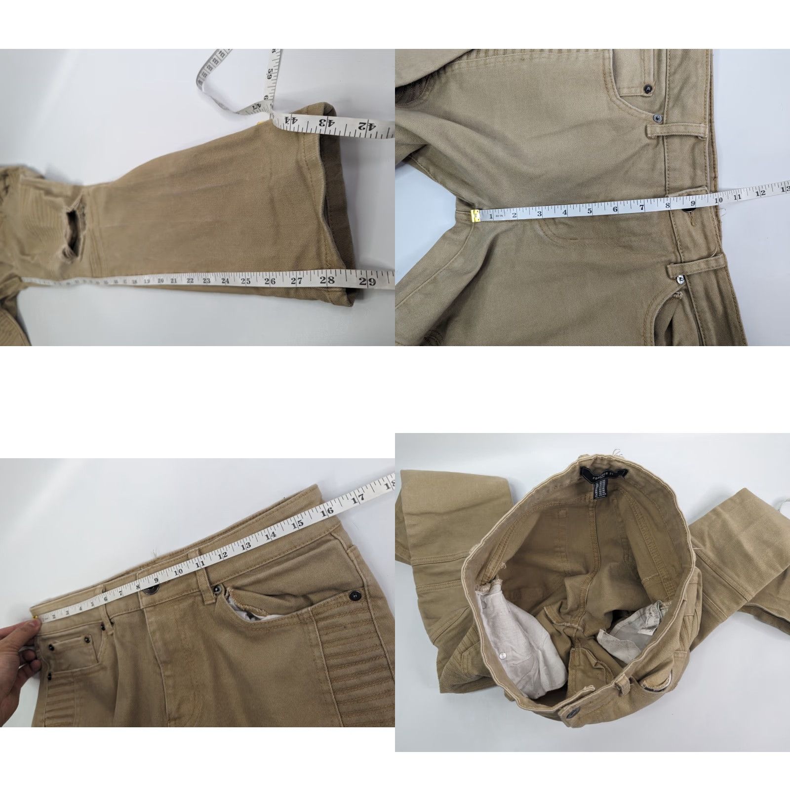 Forever 21 FOREVER 21 Jeans Men Denim Beige Slim Skinny Distressed 5-Pocket Design Beiges Size 32x30 Size US 32 / EU 48 - 8 Thumbnail