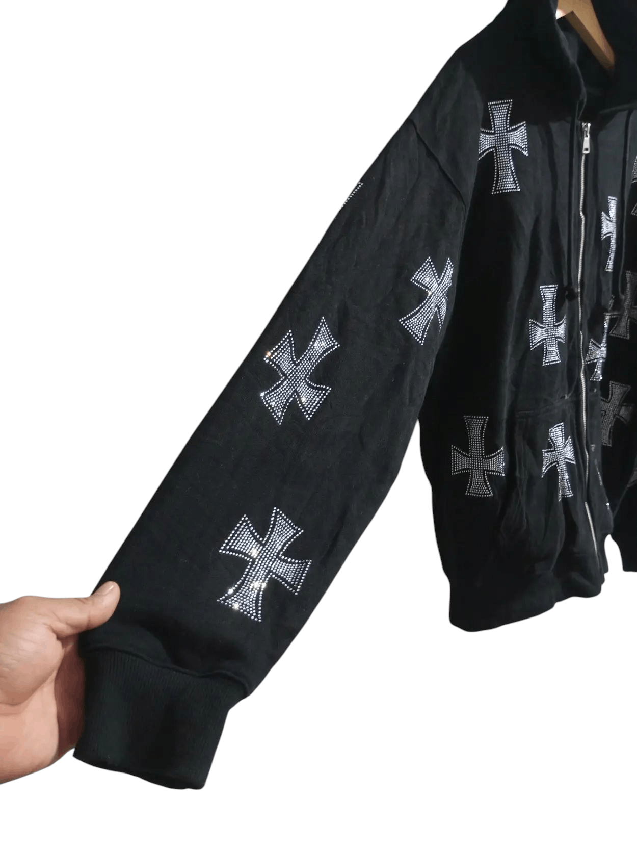 UNKNOWN LONDON FULL CROSS RHINESTONE HOODIE