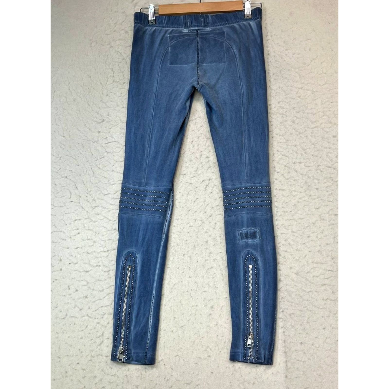 Vintage VINTAGE Robin's Jean Robins Jeggings Moto Zip Leg Skinny Raw Hem Stretch 100% Cotton XS No Drawstring Women XS Blue Jegging Skinny Womens Jeans Size 26" / US 2 / IT 38 - 2 Thumbnail