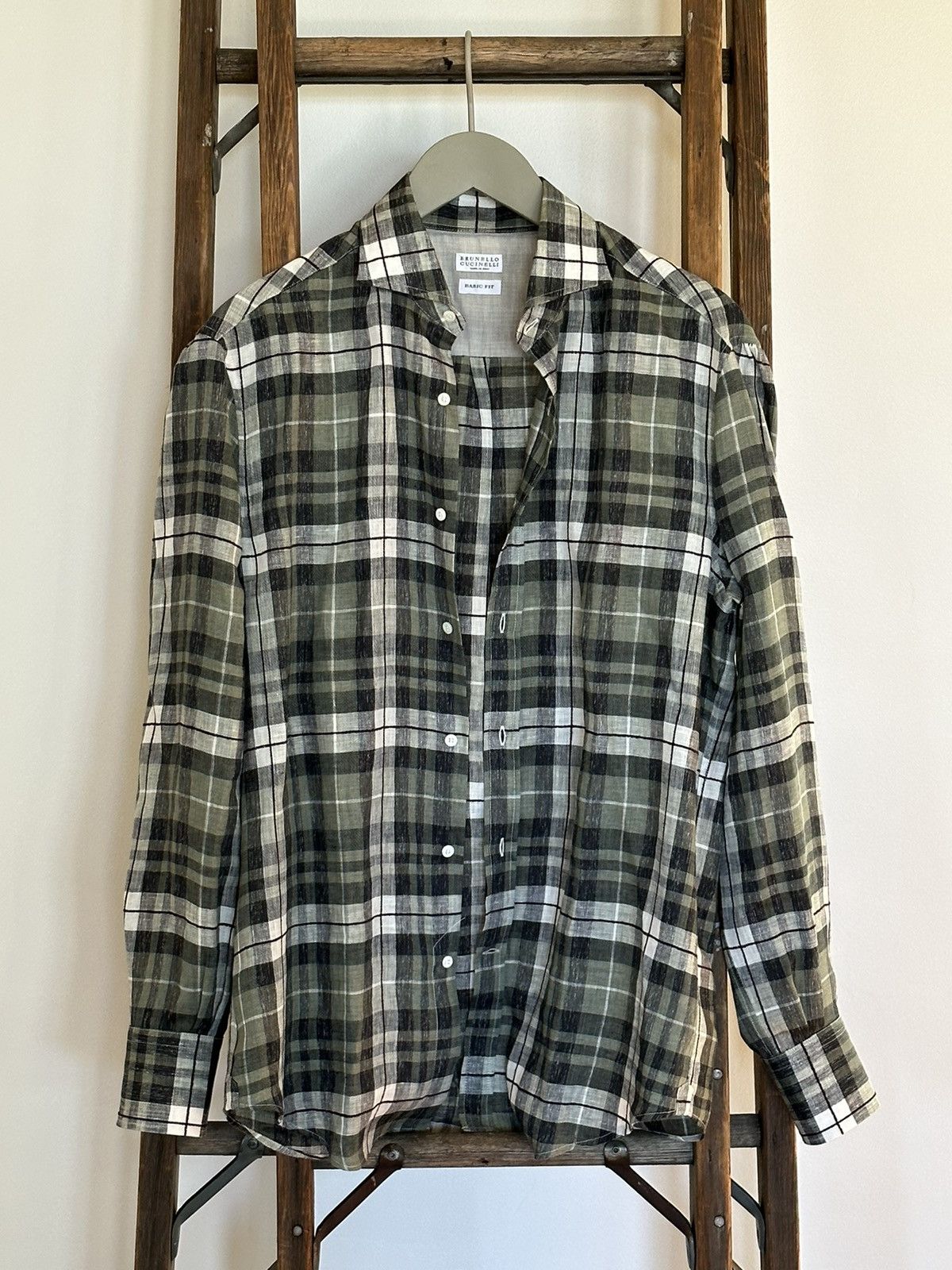 Brunello Cucinelli Brunello Cucinelli Checkered Button up Size US M / EU 48-50 / 2 - 1 Thumbnail