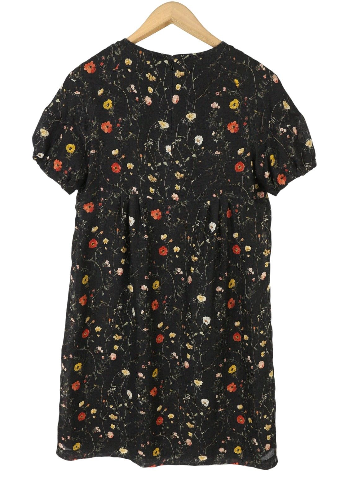 R13 RAGLAN SLEEVE BABYDOLL M Floral Black Wool Silk Dress 89921 Size M / US 6-8 / IT 42-44 - 5 Thumbnail