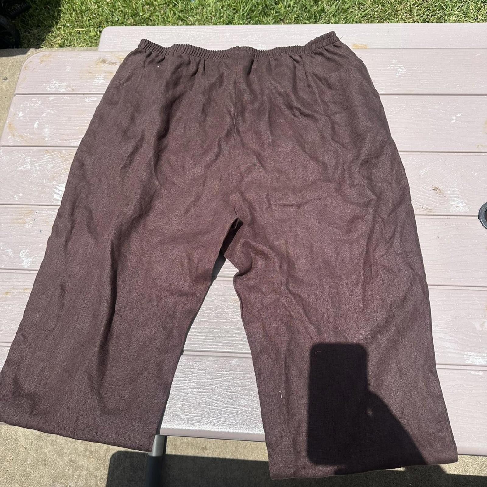Other Brown linen wide leg pants s #linenpants vintage M/L Size 32" / US 10 / IT 46 - 3 Thumbnail