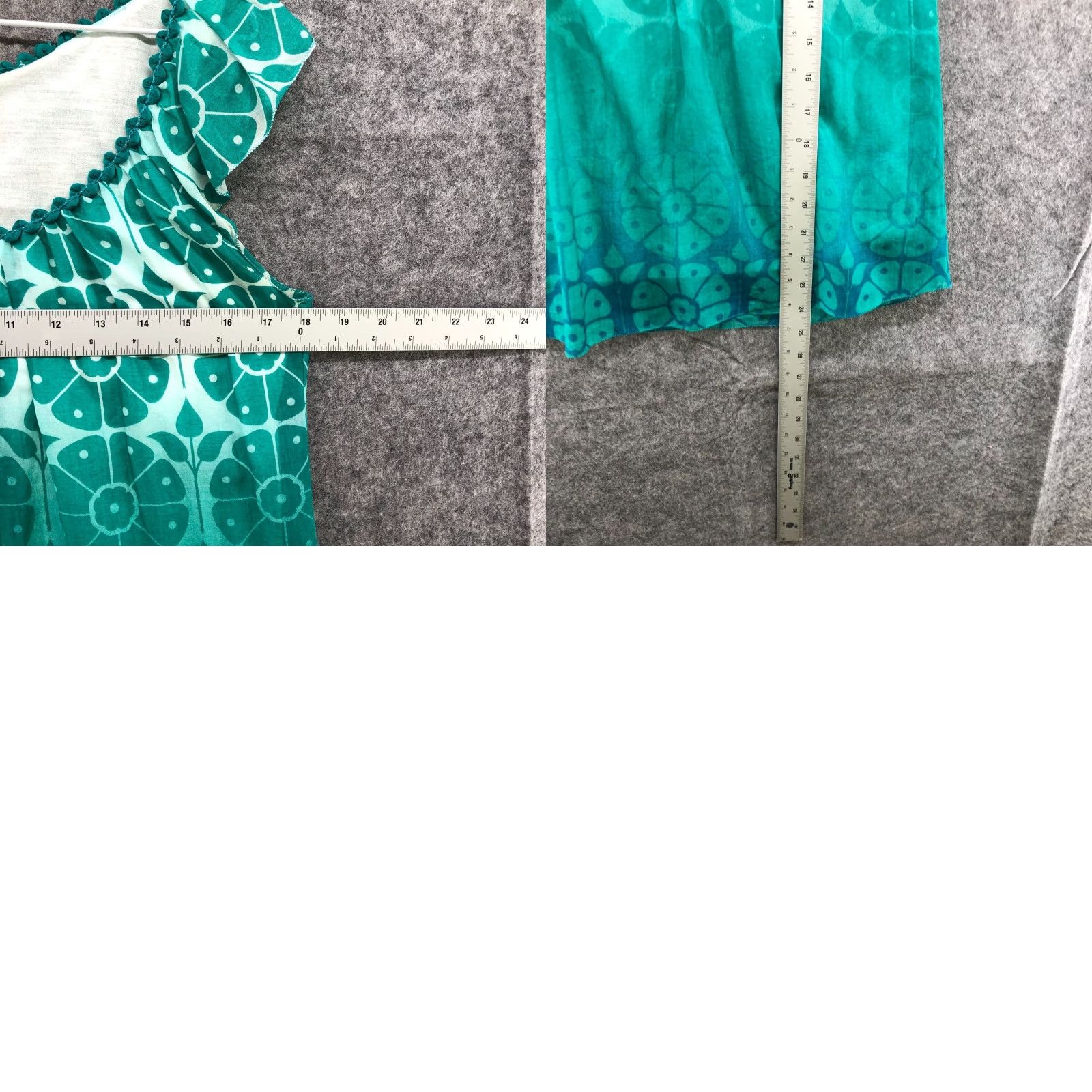 Vintage Studio M Womens Blouse Cotton Silk Floral Scoop Neck Short Sleeve Size S Teal Bohemian Casual Shirt Size S / US 4 / IT 40 - 8 Thumbnail