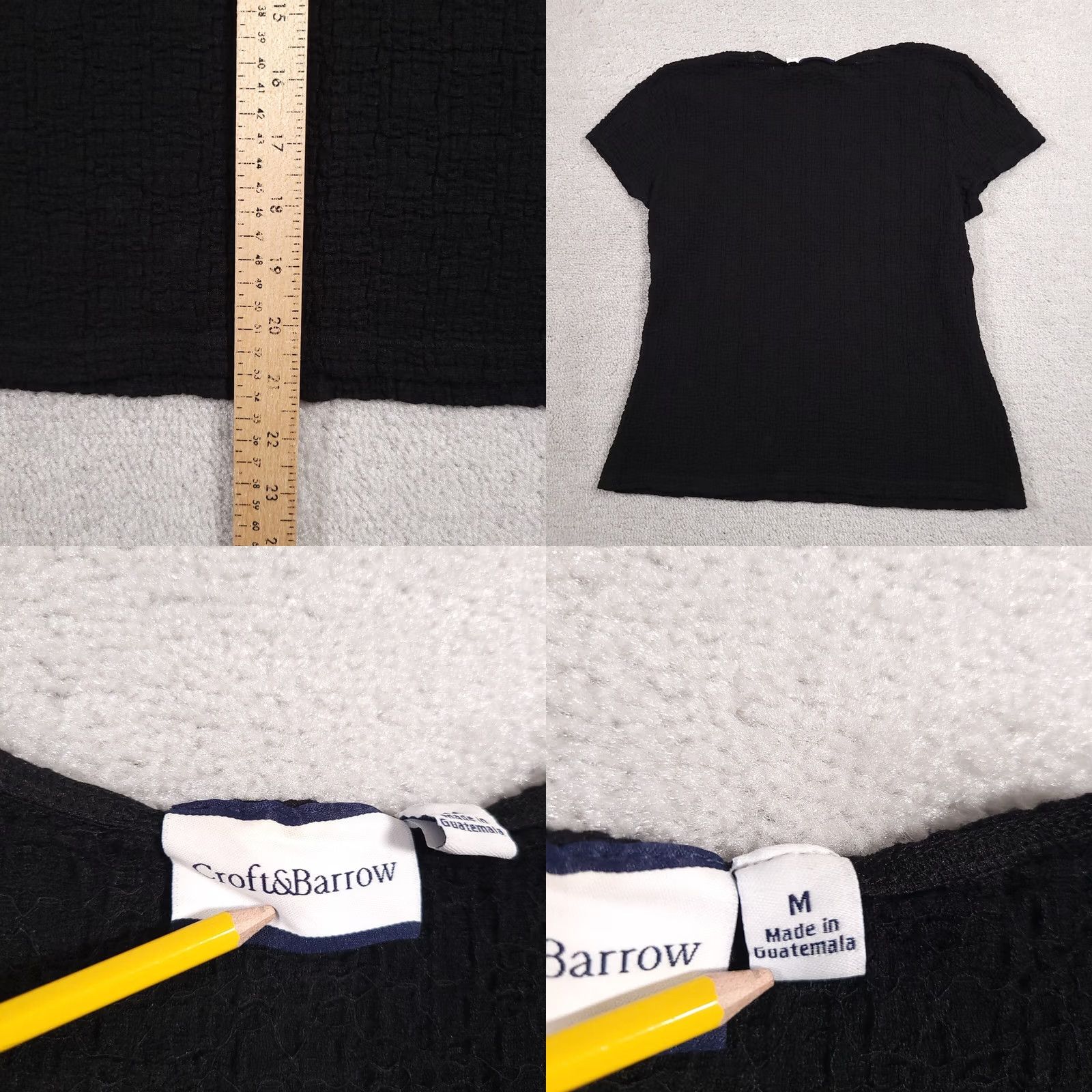 Croft & Barrow VINTAGE Croft & Barrow Shirt Women's Medium Black Short Sleeve Seersucker Pullover Size M / US 6-8 / IT 42-44 - 8 Thumbnail