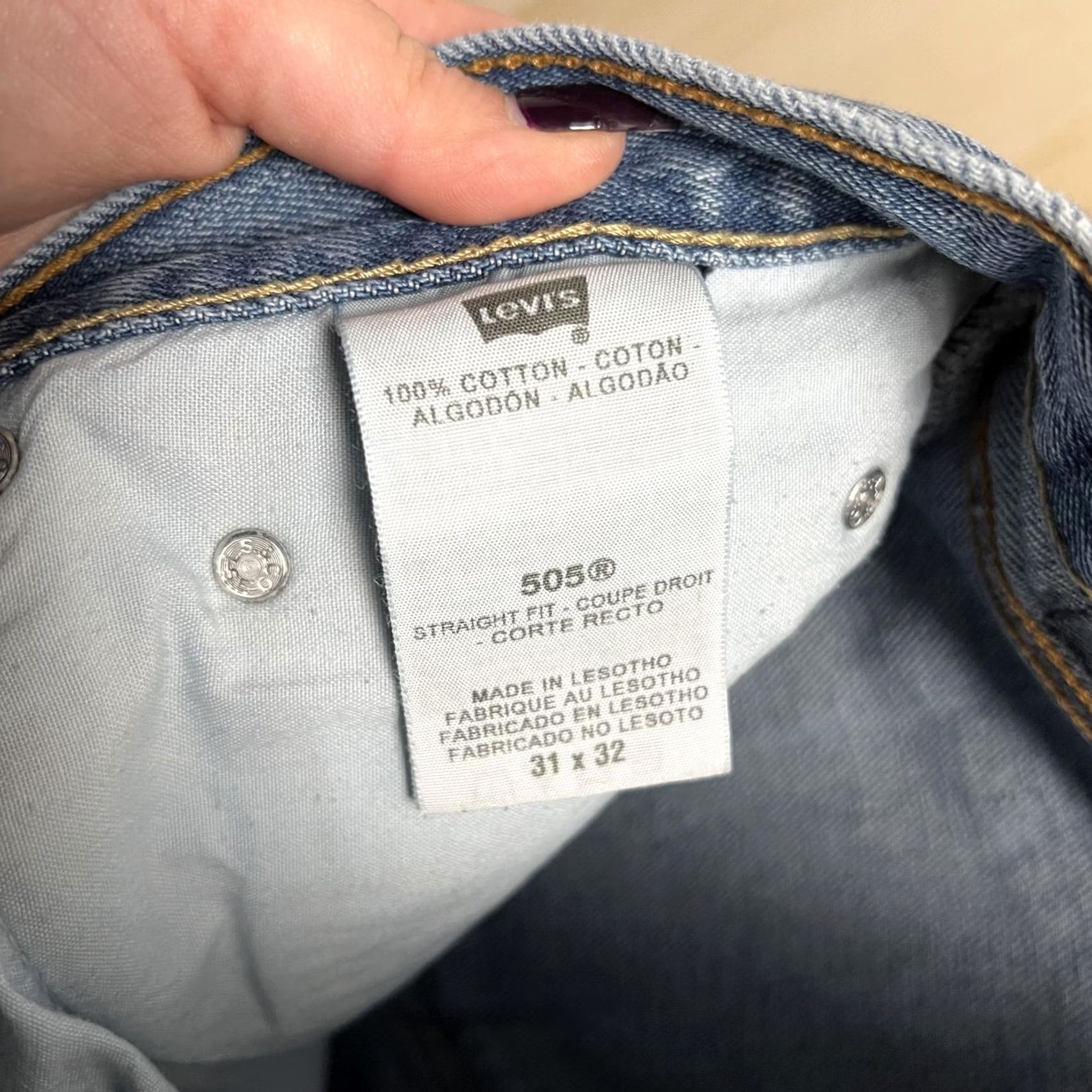 Levi's Levi's 505 Jeans Mens Medium Wash Blue Denim Straight Zip Fly 32x32 Size US 32 / EU 48 - 5 Thumbnail