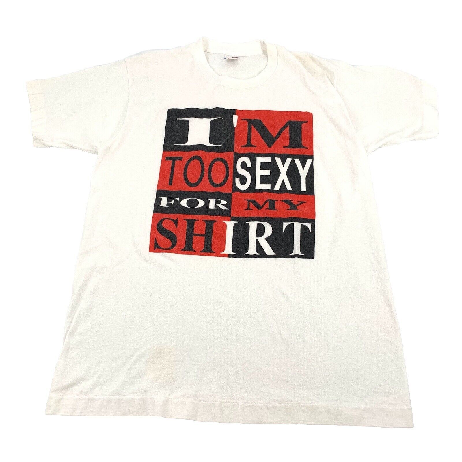 Fruit Of The Loom × Vintage Vintage 90s Right Said Fred I'm Too Sexy For This Shirt Size US L / EU 52-54 / 3 - 1 Thumbnail
