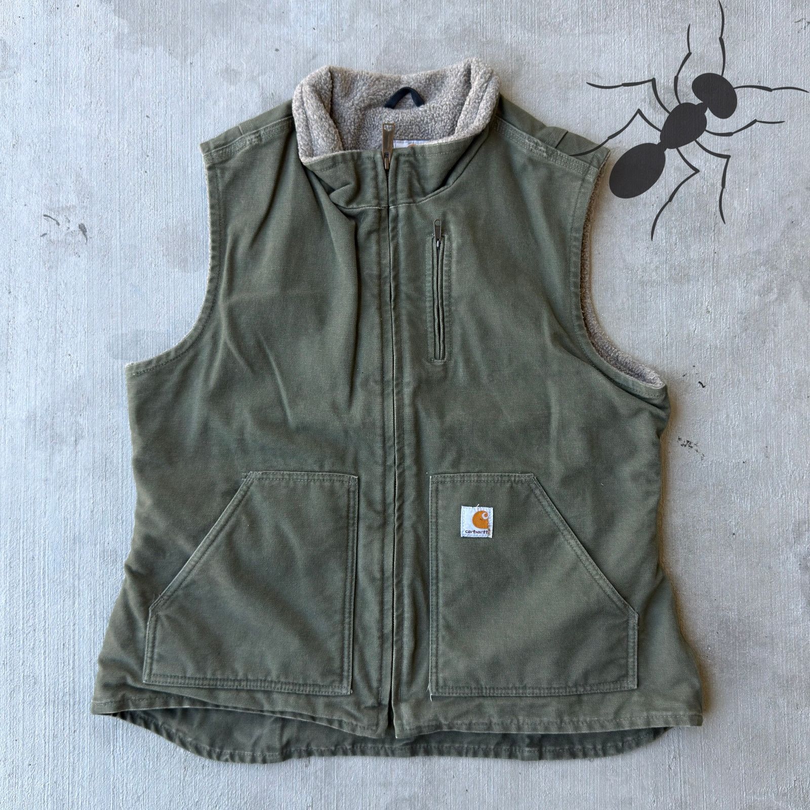 Carhartt × Vintage Carhartt WOMENS WV001 LOV green Sherpa work wear vest Size US L / EU 52-54 / 3 - 1 Thumbnail