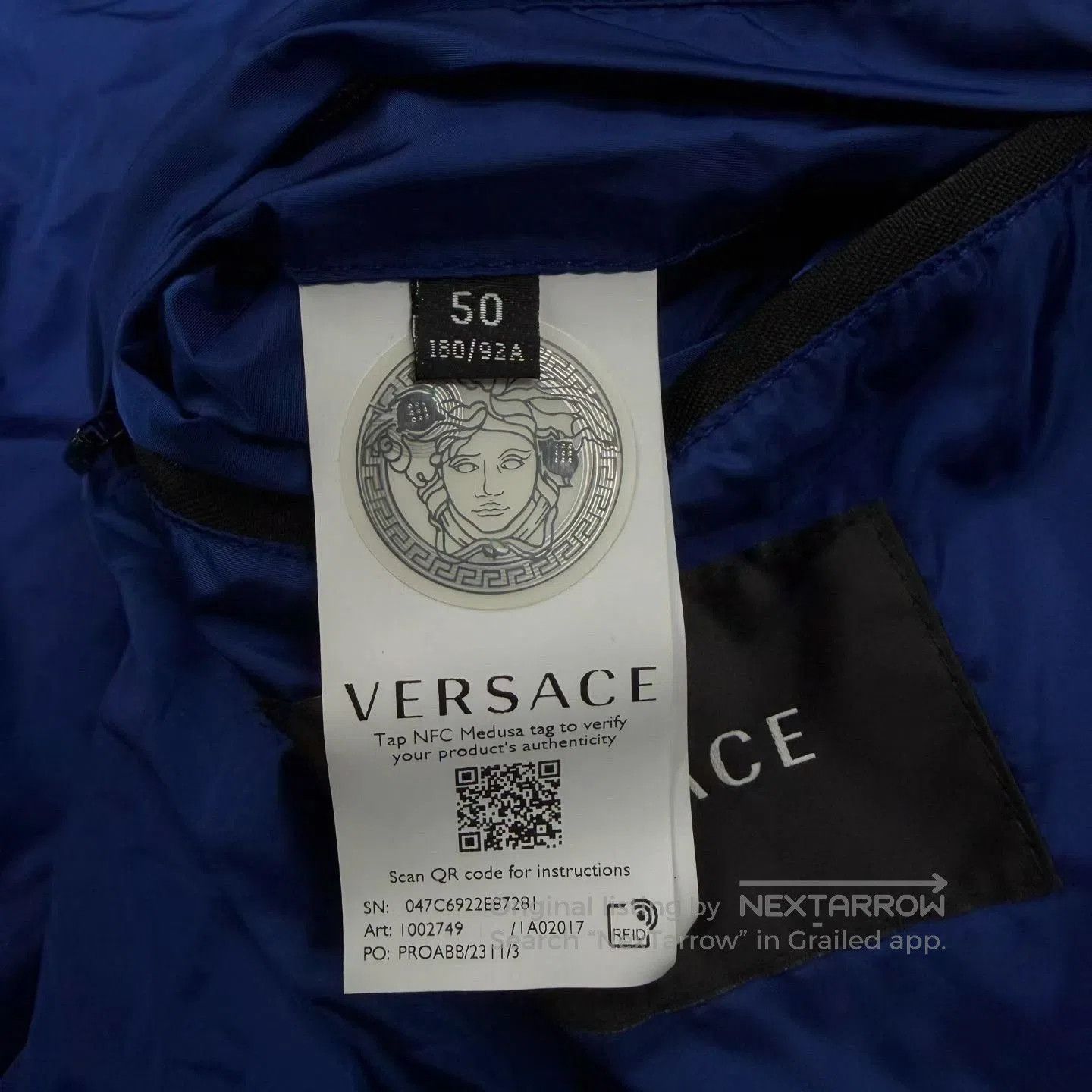 Versace Versace Blue All-Over Print Puffer Jacket. Size US M / EU 48-50 / 2 - 6 Thumbnail