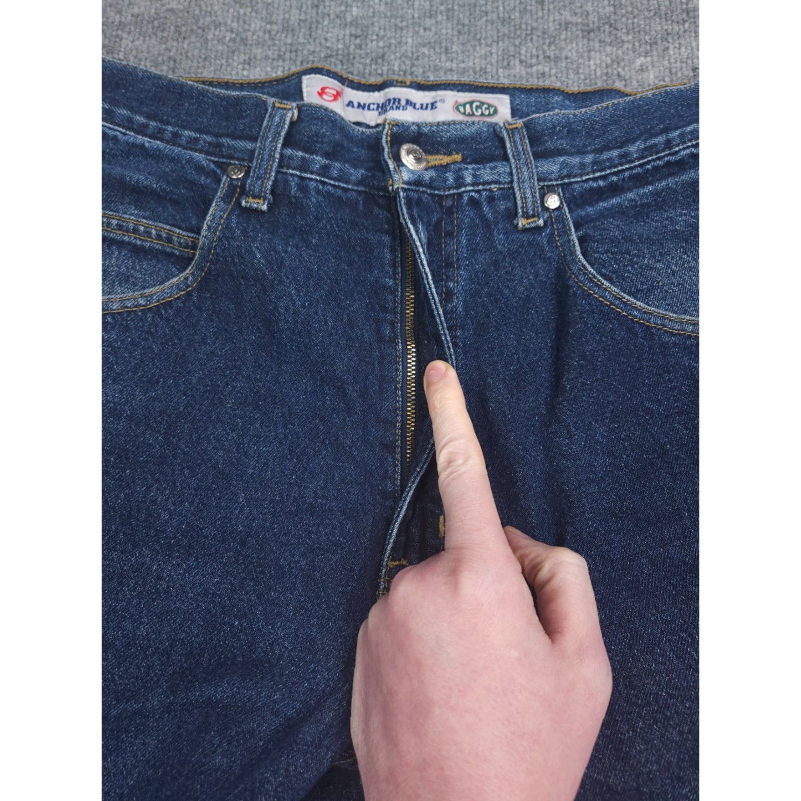 Anchor Blue VINTAGE Anchor Blue Jeans (Men's) Baggy 34 x 34 Blue Distressed Raw Hem 90s Size US 34 / EU 50 - 4 Thumbnail