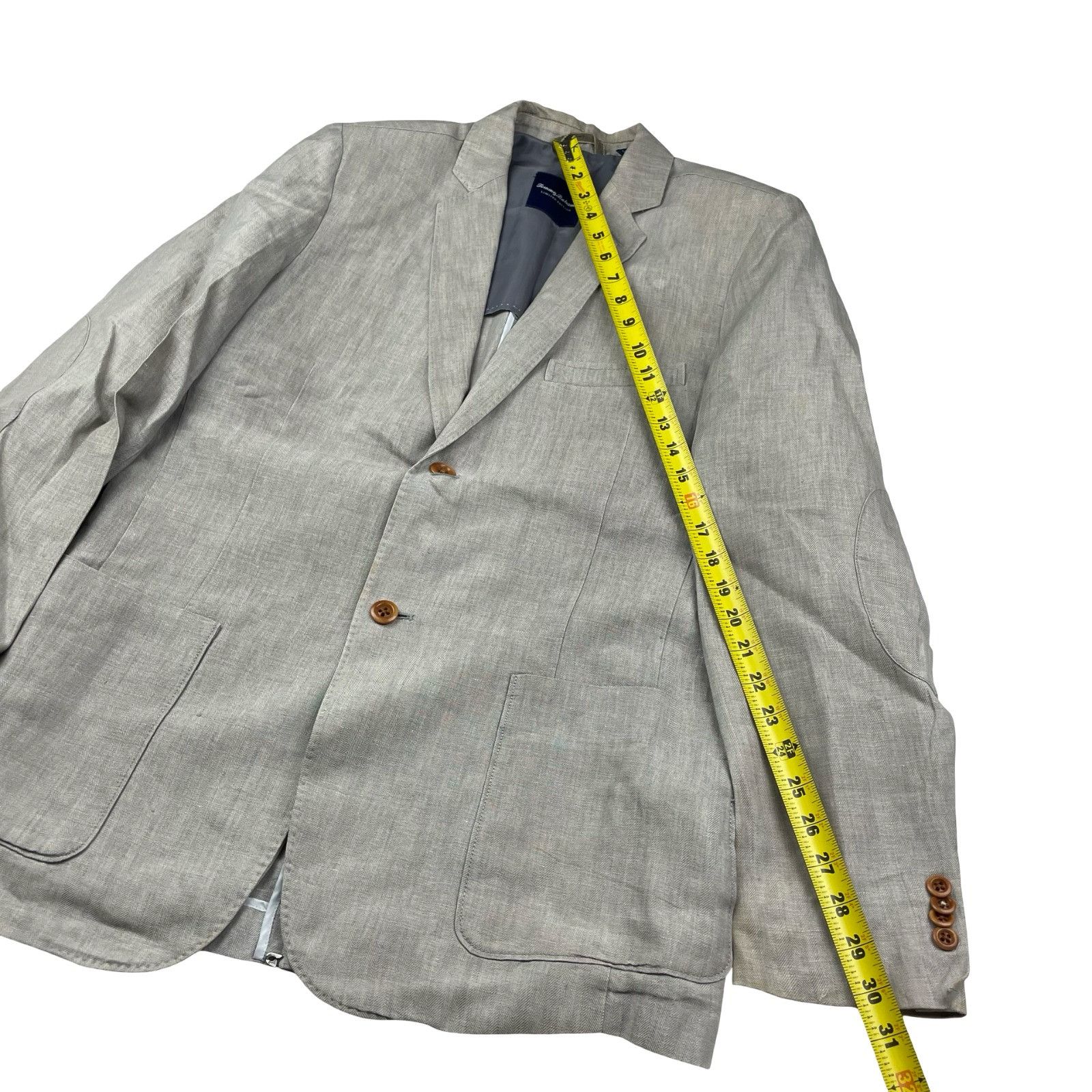 Tommy Bahama Tommy Bahama Men’s 100% Irish Linen 2-Button Blazer Beige/Ta Size 40R - 11 Thumbnail