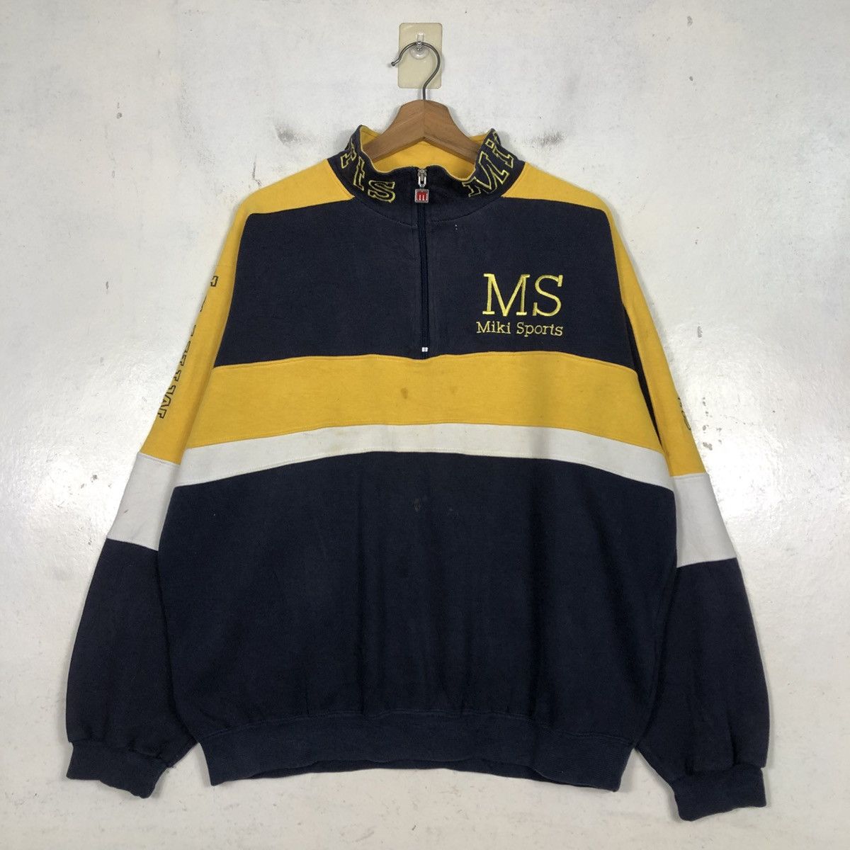 Japanese Brand 📌Half Zipper Sweatshirt Miki Sports Big Logo Size US L / EU 52-54 / 3 - 3 Thumbnail