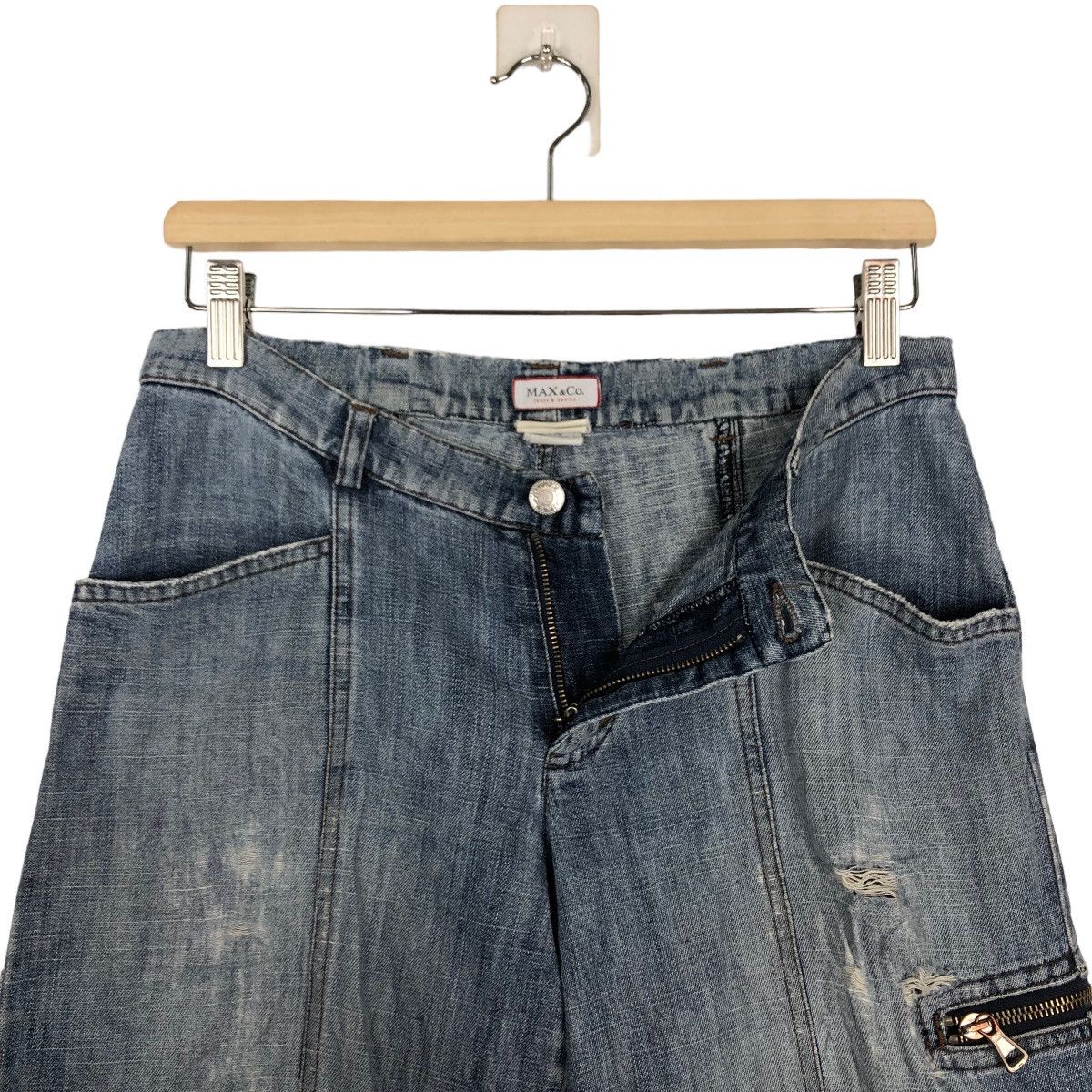 Denime 🔥OVER SIZED DISTRESSED DENIM JEANS MAX & CO RARE DESIGNER Size US 28 / EU 44 - 11 Thumbnail
