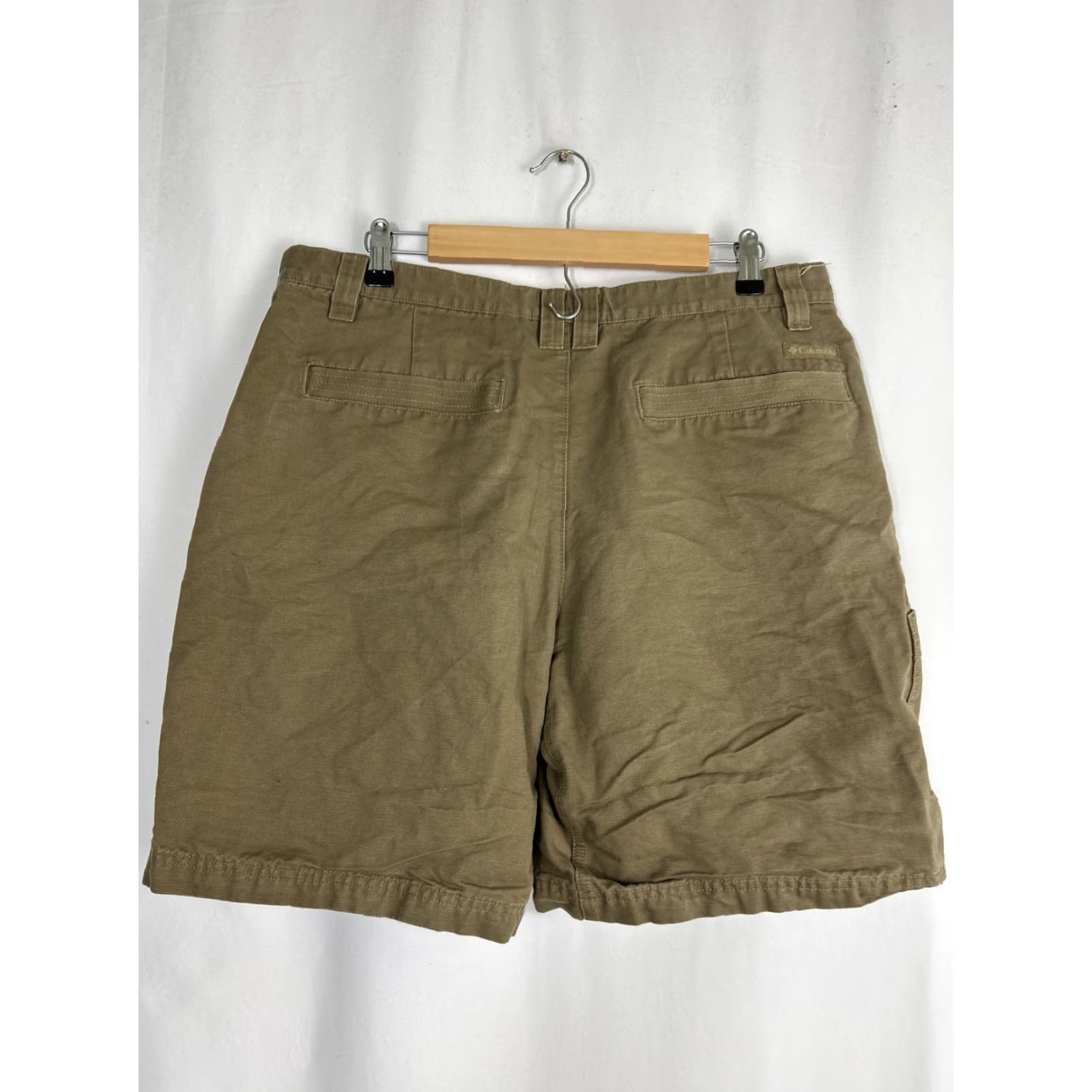 Olive Columbia Cargo Shorts Men Olive 36x9.5” Outdoor Zipper Snap Green 90s? Size US 36 / EU 52 - 7 Thumbnail