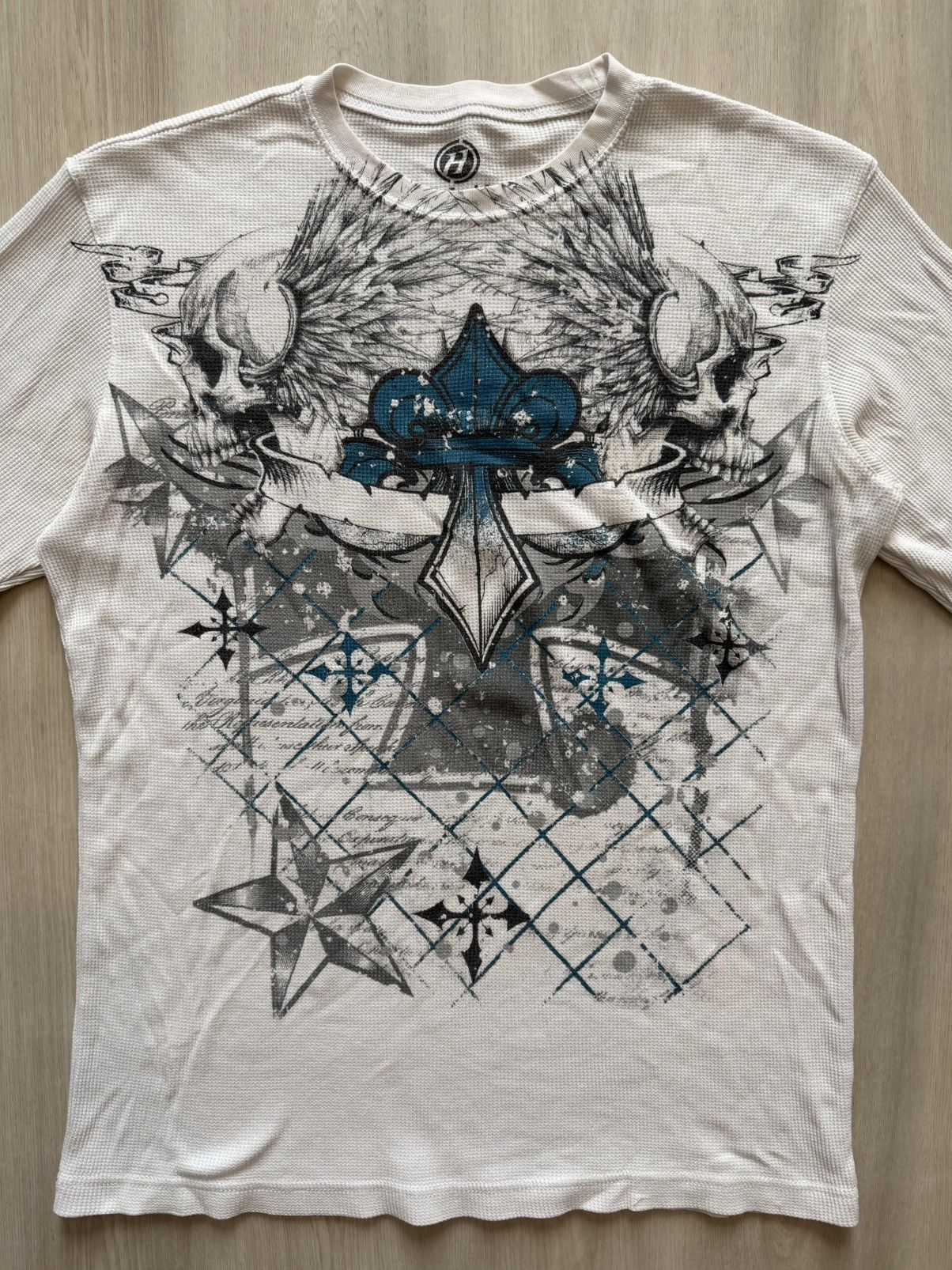 Vintage Vtg Y2K Hybrid Thermal Skull Wings Cross Cyber Grunge Sz L Size US L / EU 52-54 / 3 - 2 Thumbnail