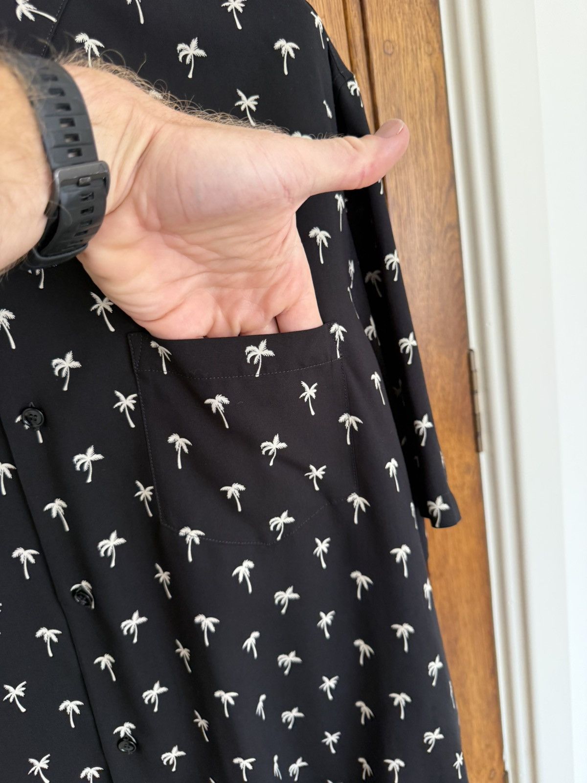 Celine SS24 $1.15k 🤑 Celine Hedi palm tree Hawaiian Black shirt Size US L / EU 52-54 / 3 - 14 Thumbnail