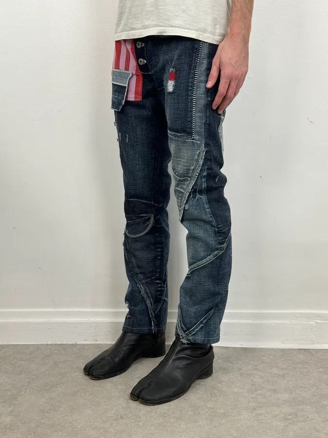 Marithe + Francois Girbaud 2000s Marithé + François Girbaud Blue Deconstructed Denim Jeans Size US 30 / EU 46 - 3 Thumbnail