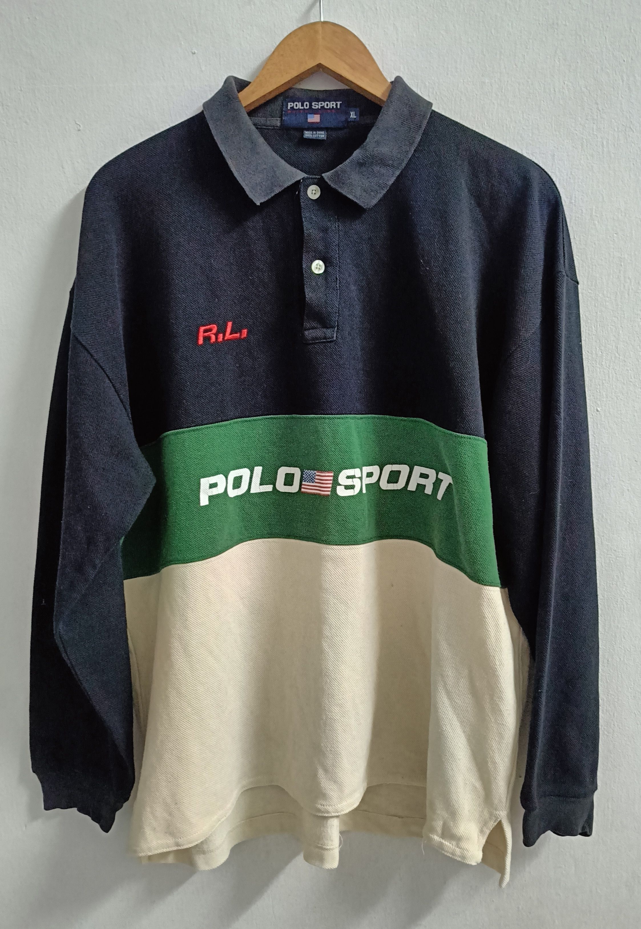 Polo Ralph Lauren 🔥🔥 Rare Vintage Polo Sport RL Long Sleeve Polo Tee Size US XL / EU 56 / 4 - 1 Thumbnail