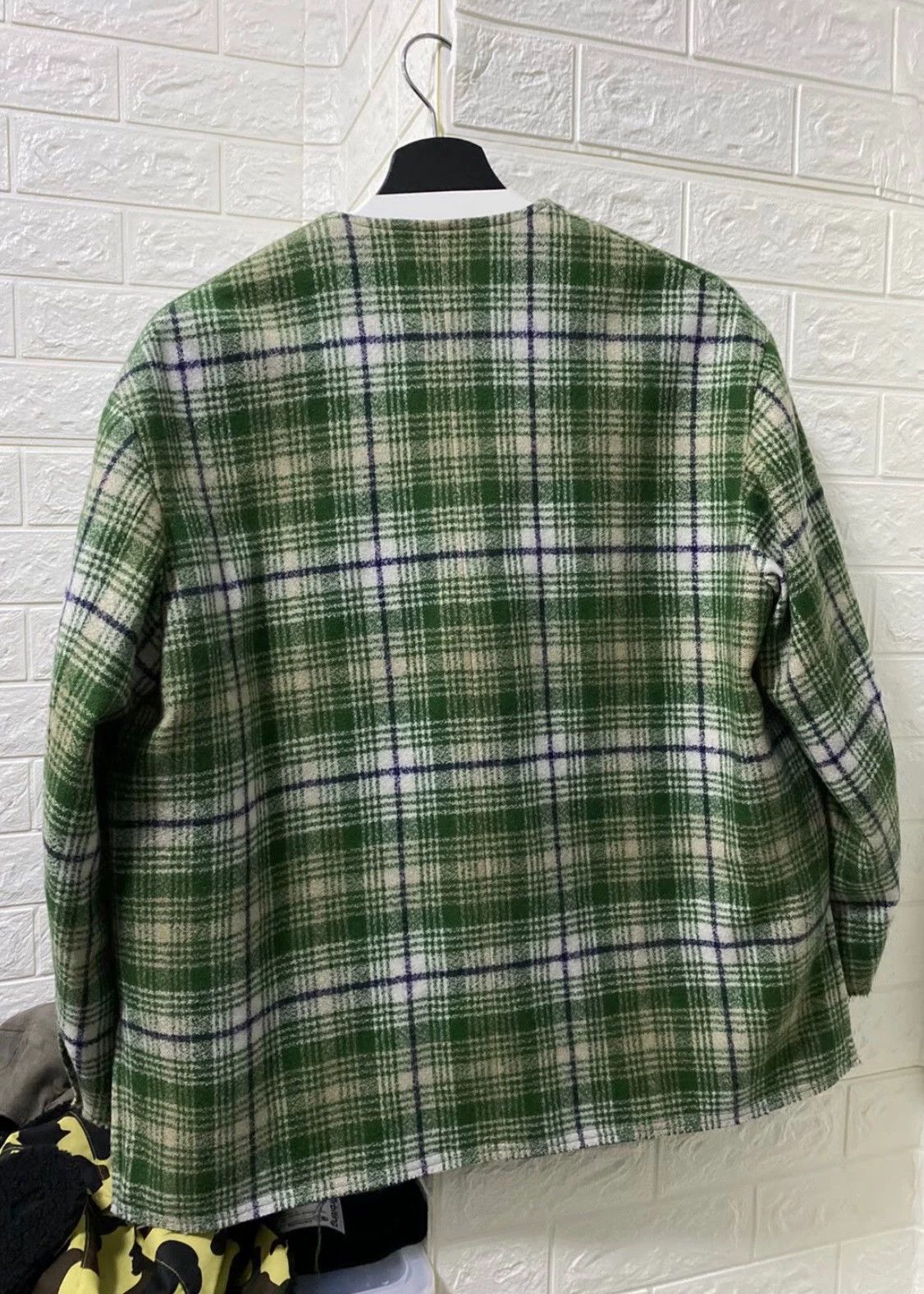 Other kreepé green check collarless tassel Japan jacket Size US M / EU 48-50 / 2 - 5 Thumbnail