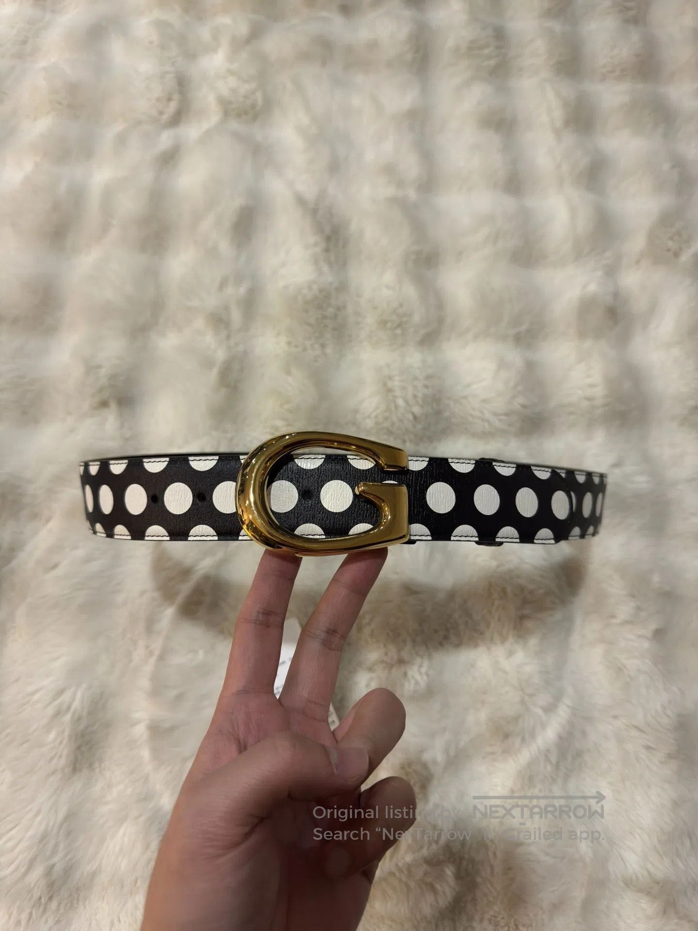 Gucci Guicci Polka Dot Gold Buckle Belt| Size ONE SIZE - 1 Thumbnail