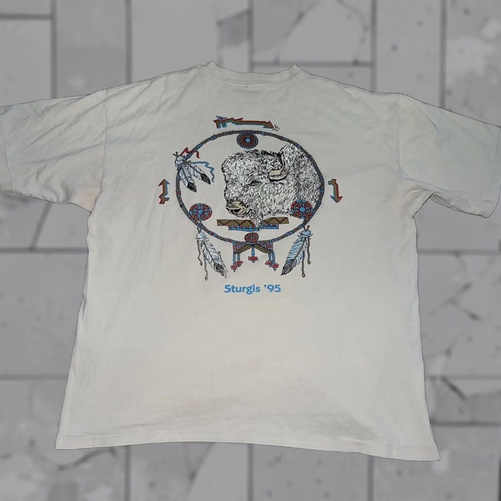 Vintage VINTAGE Diamond Dust Tribal T-Shirt Mens XL Beige Sturgis 1995 SINGLE STITCH USA Diamond Shirt Mens XL Beige Tribal 1995 Size US XL / EU 56 / 4 - 1 Thumbnail