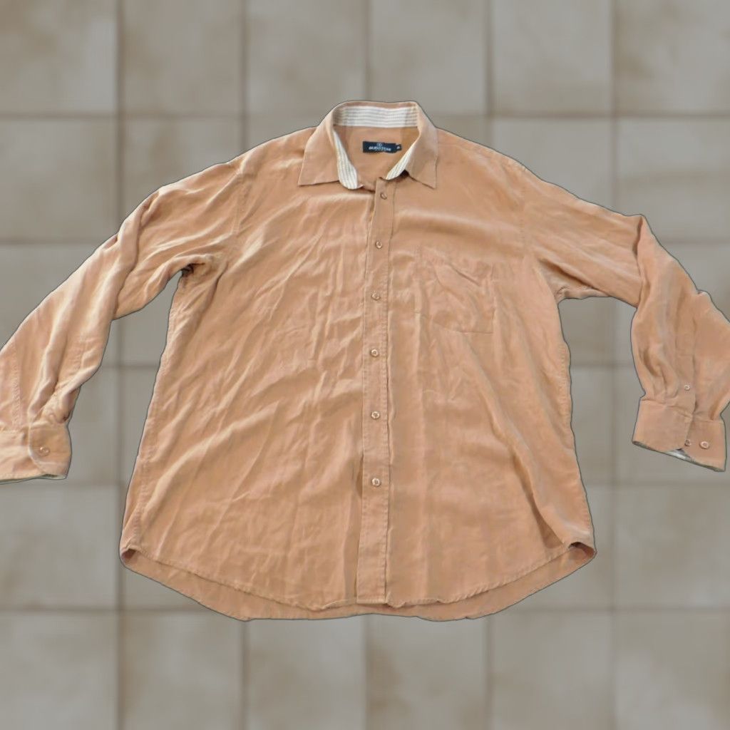 BUGATCHI Bugatchi Uomo Shirt xl orange mens tencel casual button up city modern Size US XL / EU 56 / 4 - 1 Thumbnail