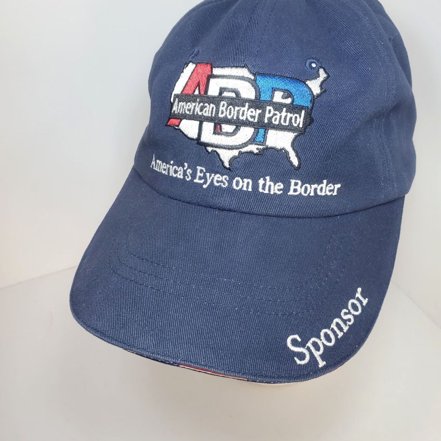 Vintage VINTAGE America Border Patrol Baseball Cap Hat Blue Red White Men One Size Adjustable Leather Strapback USA Flag 90s Size ONE SIZE - 2 Thumbnail