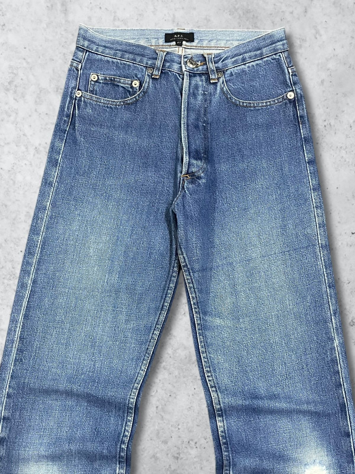 A.P.C. Vintage A.P.C Selvedge Button Fly Straight Frayed Blue Jeans Size 27" / US 4 / IT 40 - 3 Thumbnail