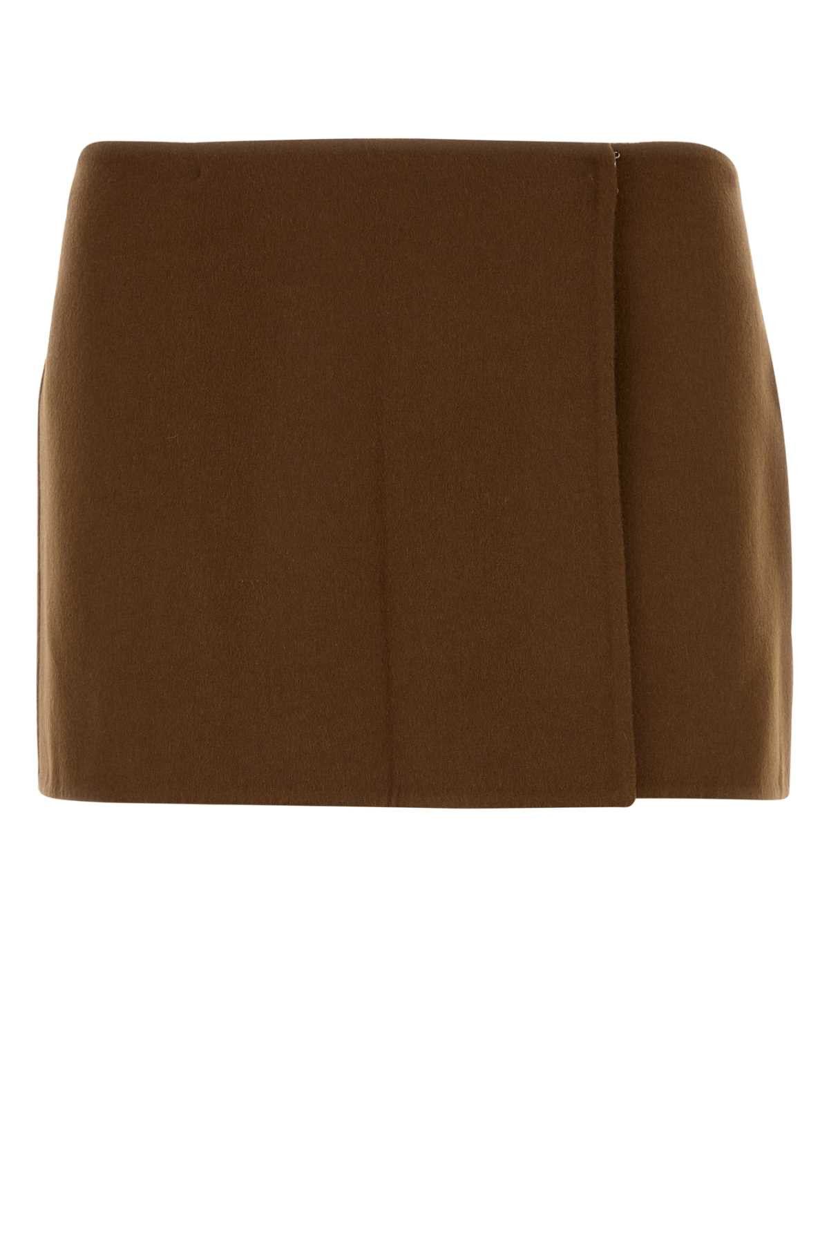 Miu Miu Brown Wool Blend Mini Skirt Size 27" / US 4 / IT 40 - 1 Thumbnail