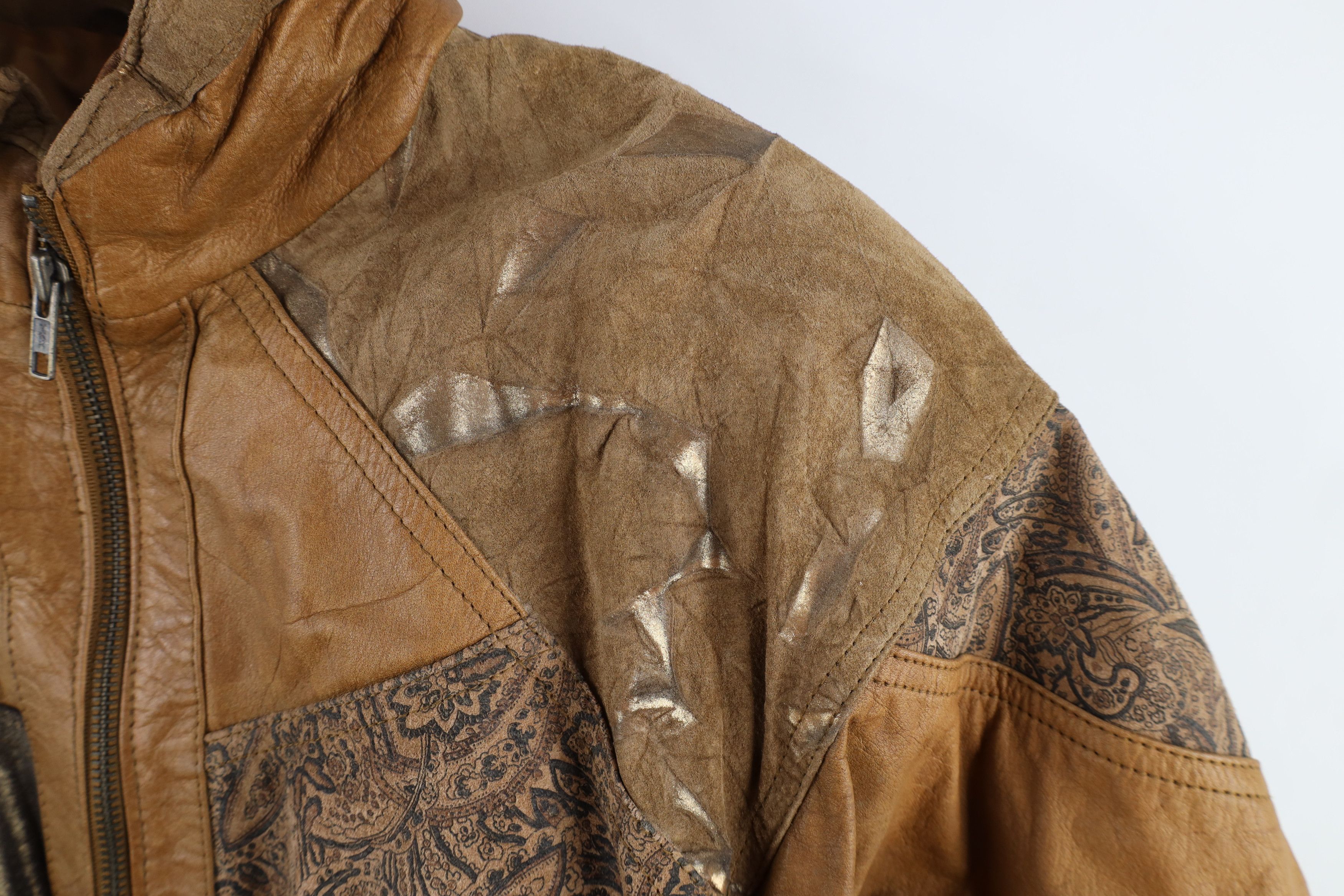 Deadstock Vintage 90s Streetwear Leather Bomber Jacket Womenswear