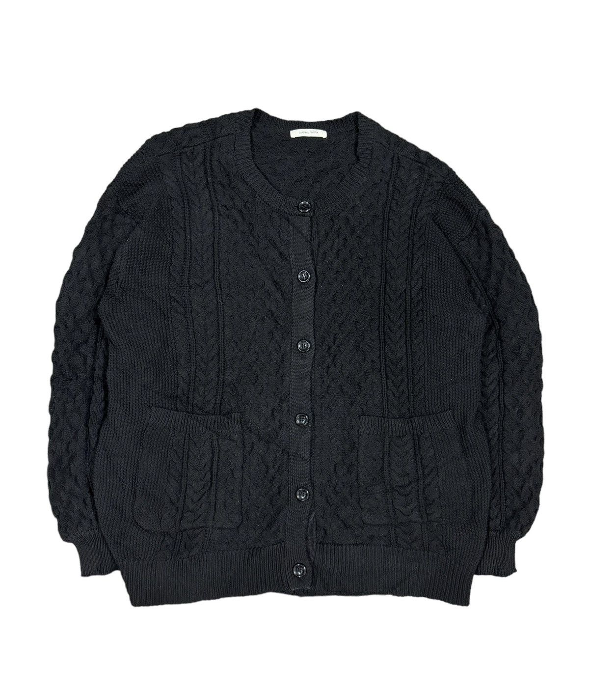 Vtg🔥Global Work Cable Knit Cardigan Button Ups