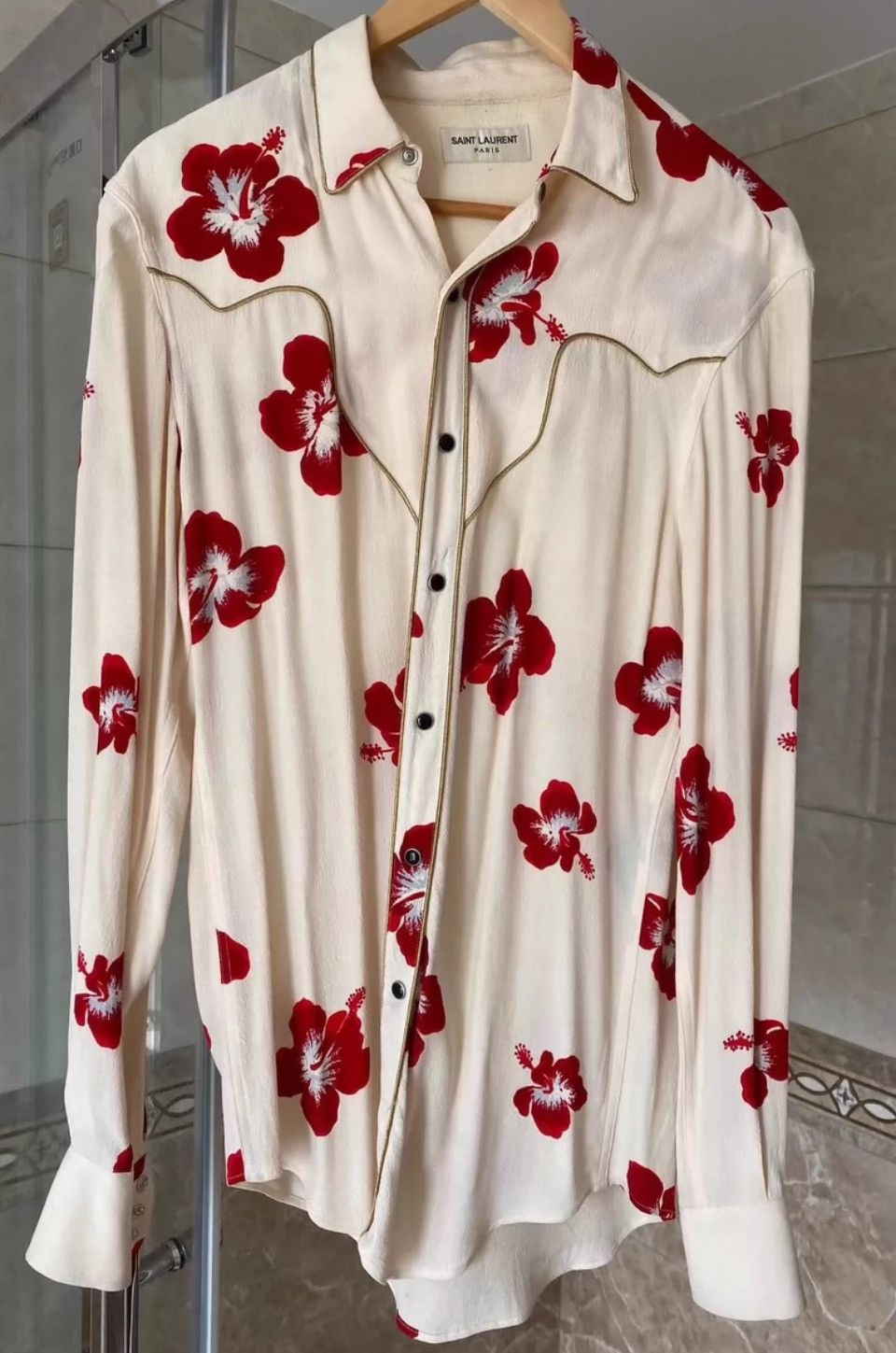 Saint Laurent Paris saint laurent 16aw hibiscus flower shirt Size s Size US S / EU 44-46 / 1 - 1 Thumbnail