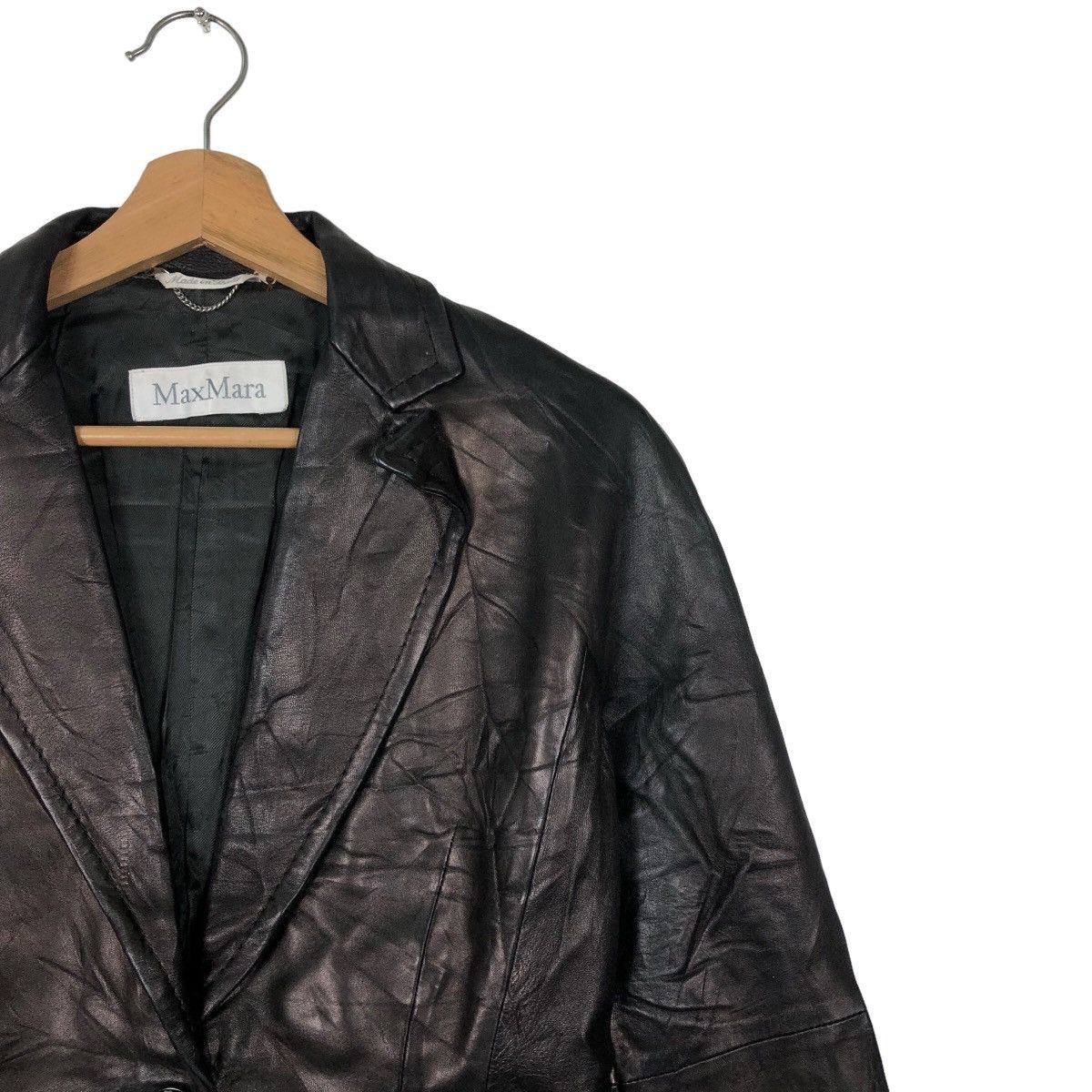 Japanese Brand 🔥Vintage Leather Biker Jacket Max Mara Size US M / EU 48-50 / 2 - 6 Thumbnail