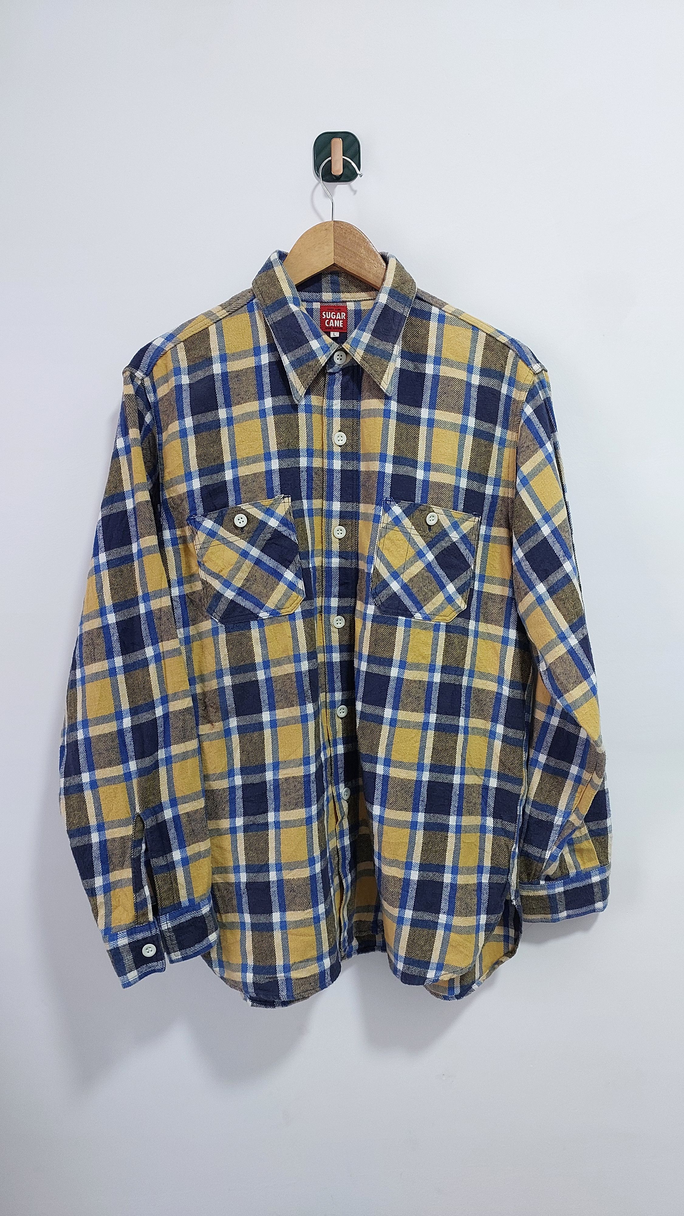 image of Flannel Double Pocket Shirt in Yellow, Men's (Size Large)