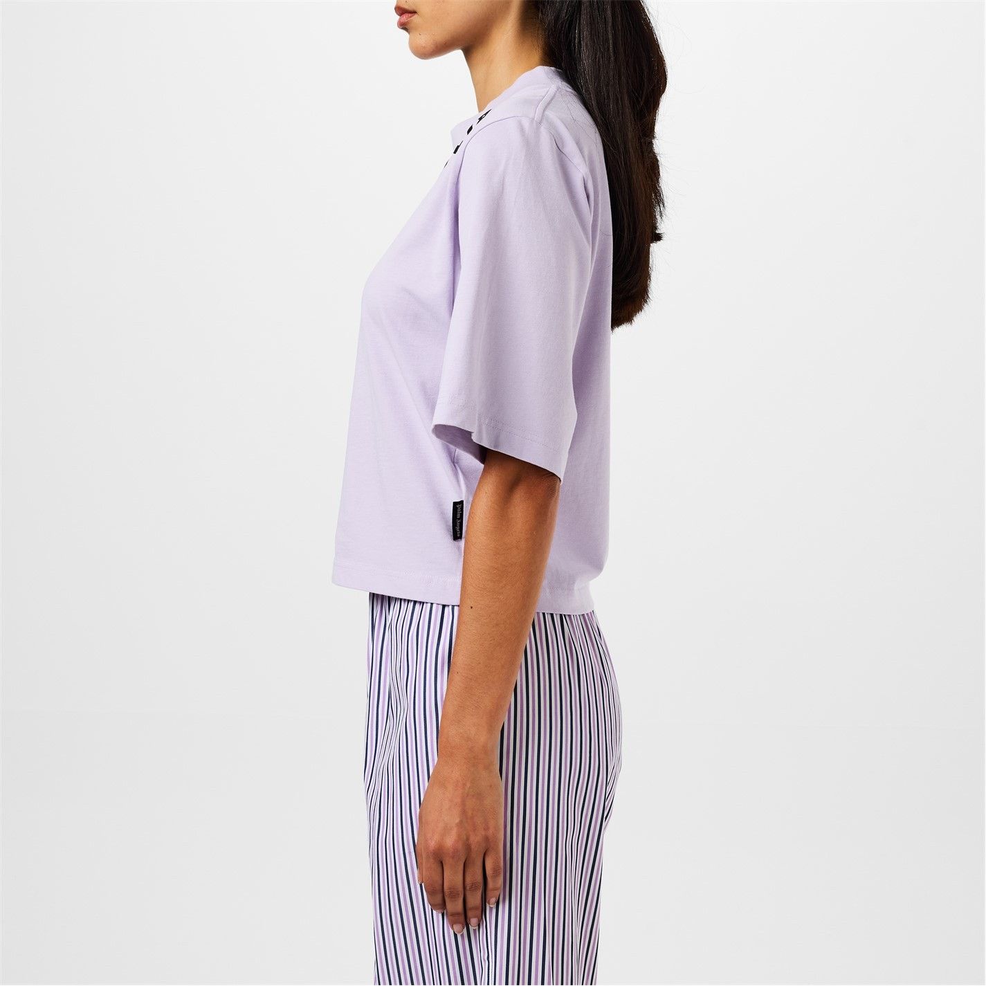 Palm Angels o1g2r1mq0325 Cropped Logo T-Shirt in Lilac Size XS / US 0-2 / IT 36-38 - 4 Thumbnail