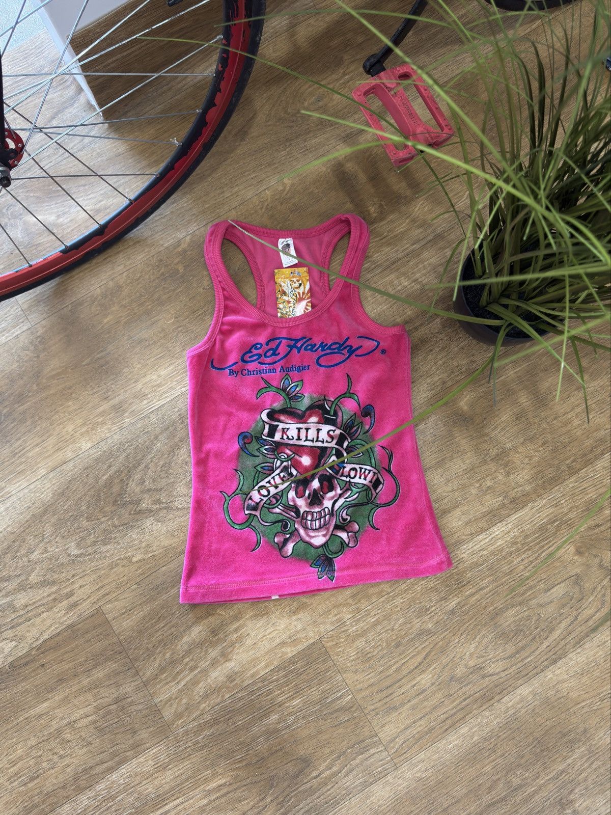 Ed Hardy VINTAGE ED HARDY VELOUR 2000s PRINTED TANK TOP Size S / US 4 / IT 40 - 1 Thumbnail
