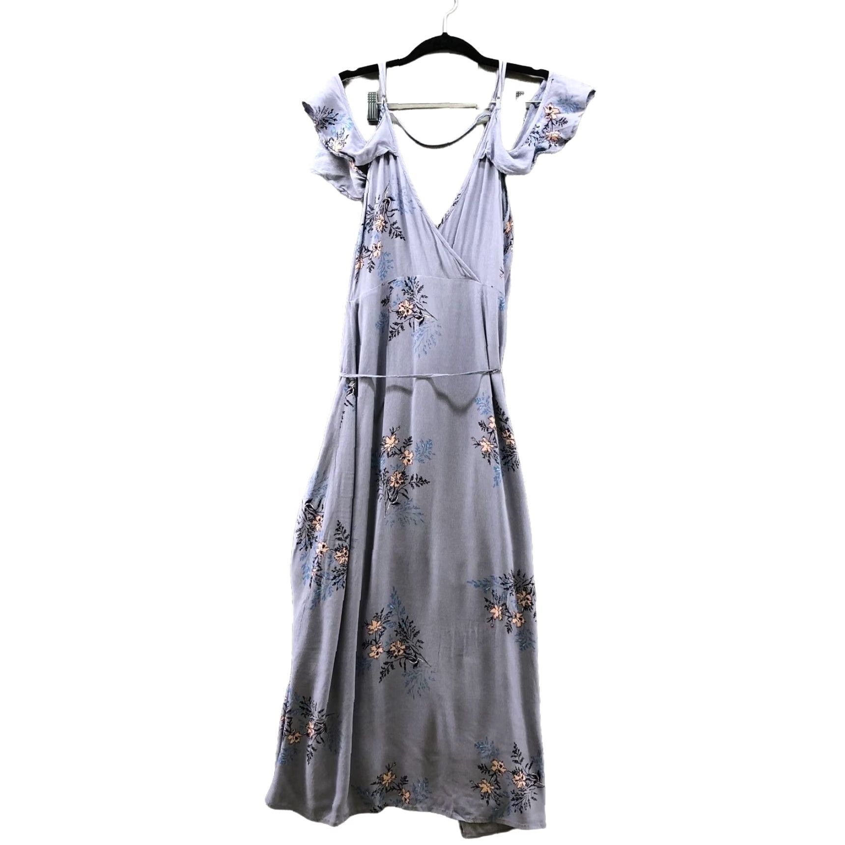 ASTR The Label ASTR The Label Floral Sleeveless V-Neck Midi Wrap Dress Large Blue Womens Size L / US 10 / IT 46 - 3 Thumbnail