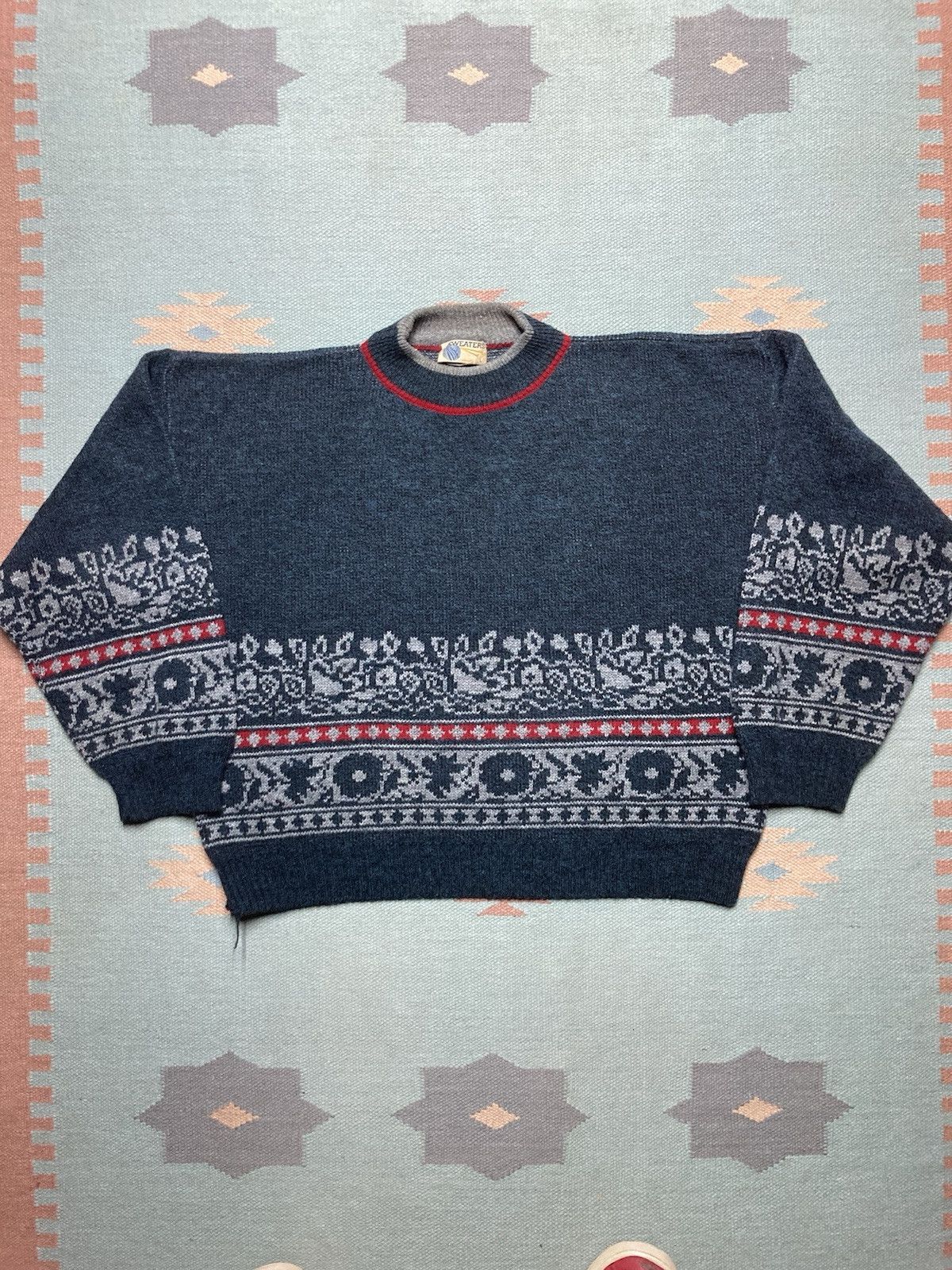 Vintage knit sweater acrylic wool taly fair isle abstract floral L Size US L / EU 52-54 / 3 - 1 Thumbnail