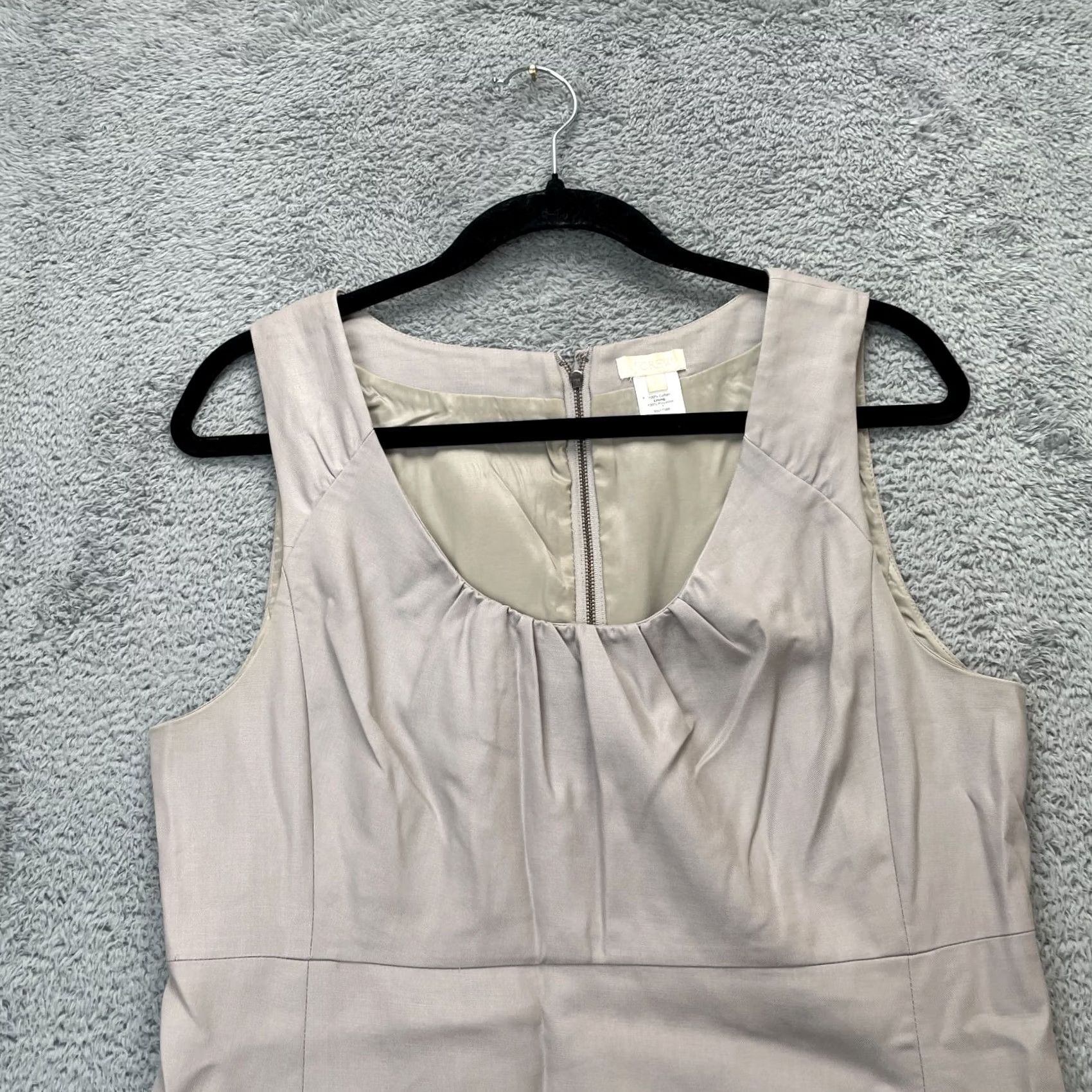 J.Crew J.CREW Dress Womens 10 Beige Shift Cotton Lined Sleeveless Scoop Neck Zip Size L / US 10 / IT 46 - 4 Thumbnail