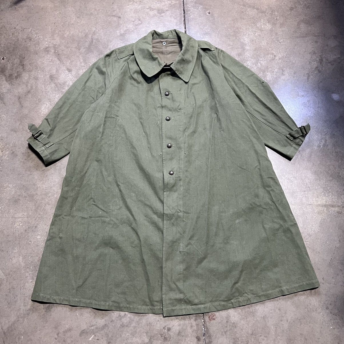 Vintage Vintage 50s 60s French Military Motorcycle Trench Coat