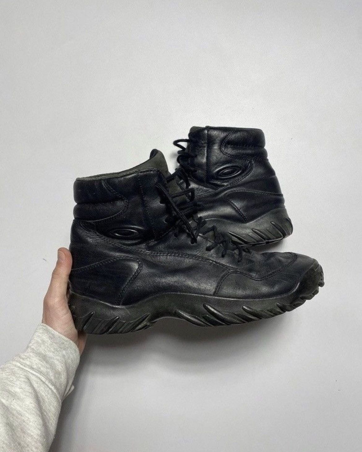 Vintage Oakley Y2K Leather Millitary Boots Shoes Size 12 Us in Black, Men's