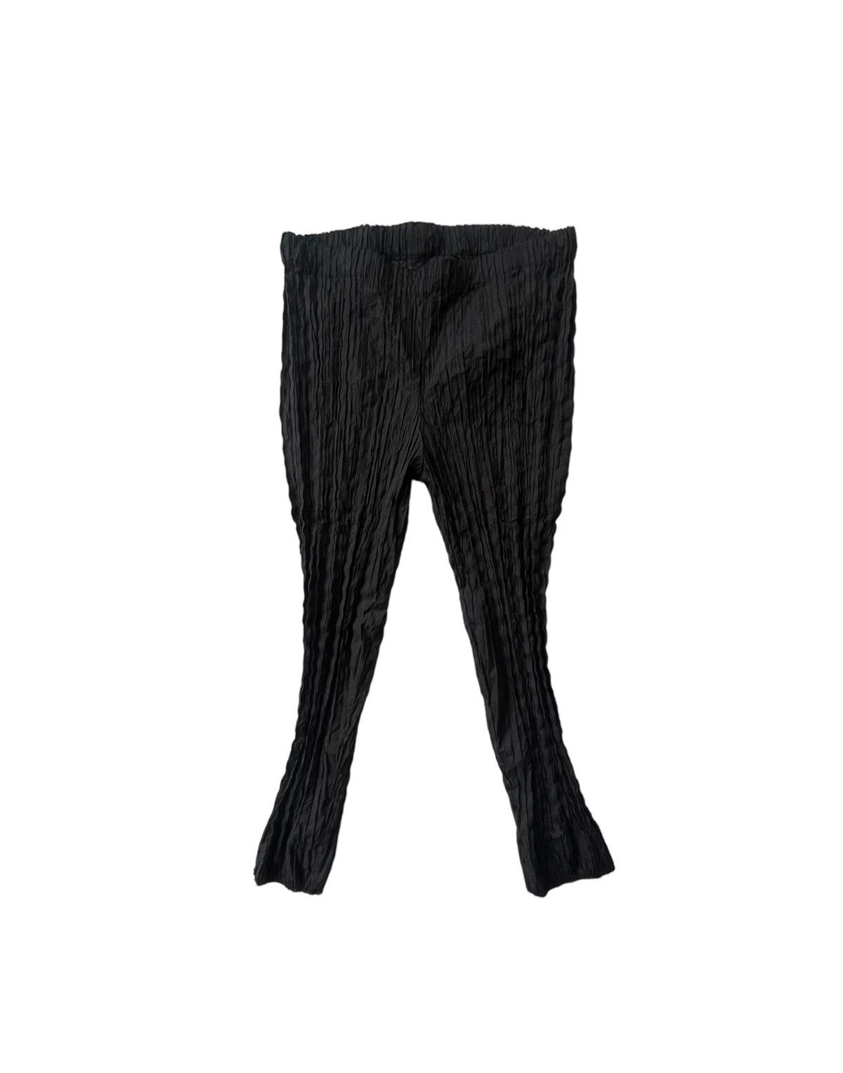 image of Issey Miyake Black Ruched Trousers, Men's (Size 32)