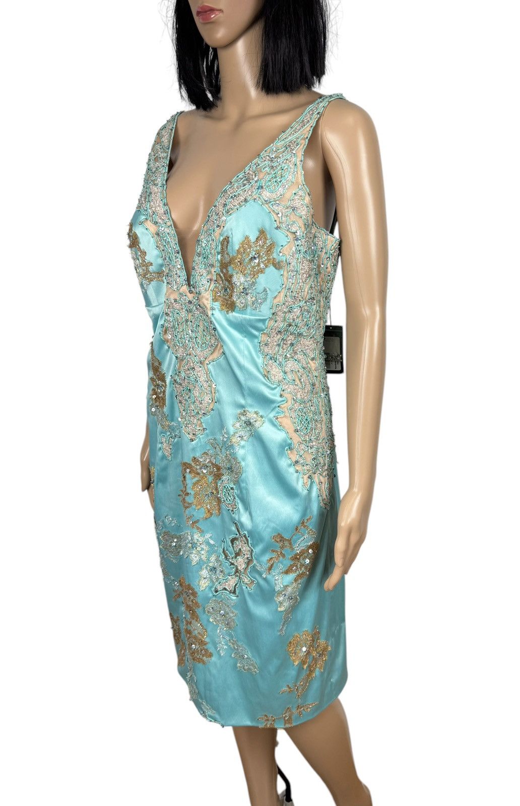 Designer Mandalay Julian Joyce Evening Coctail Dress Aqua size 14 Size XL / US 12-14 / IT 48-50 - 6 Thumbnail